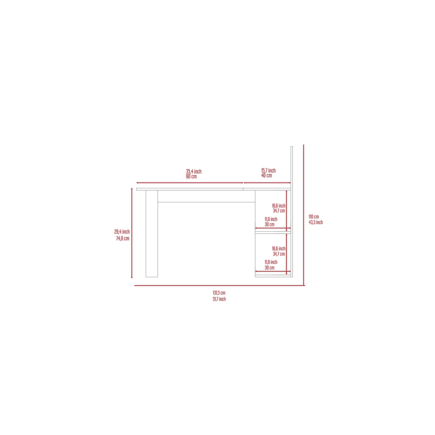 Tuhome Modern Engineered Wood Charcoal Masai Computer Desk