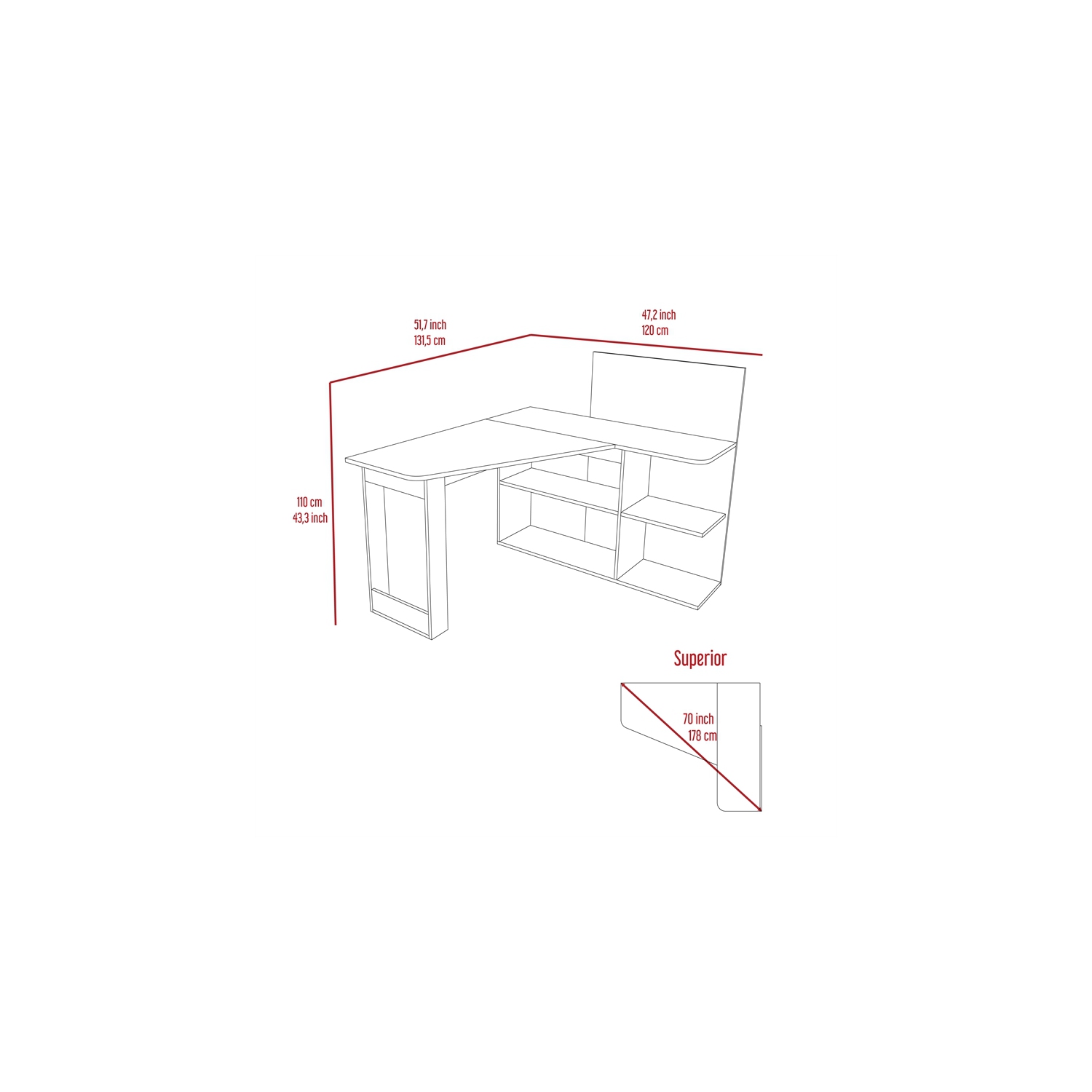 Tuhome Modern Engineered Wood Charcoal Masai Computer Desk