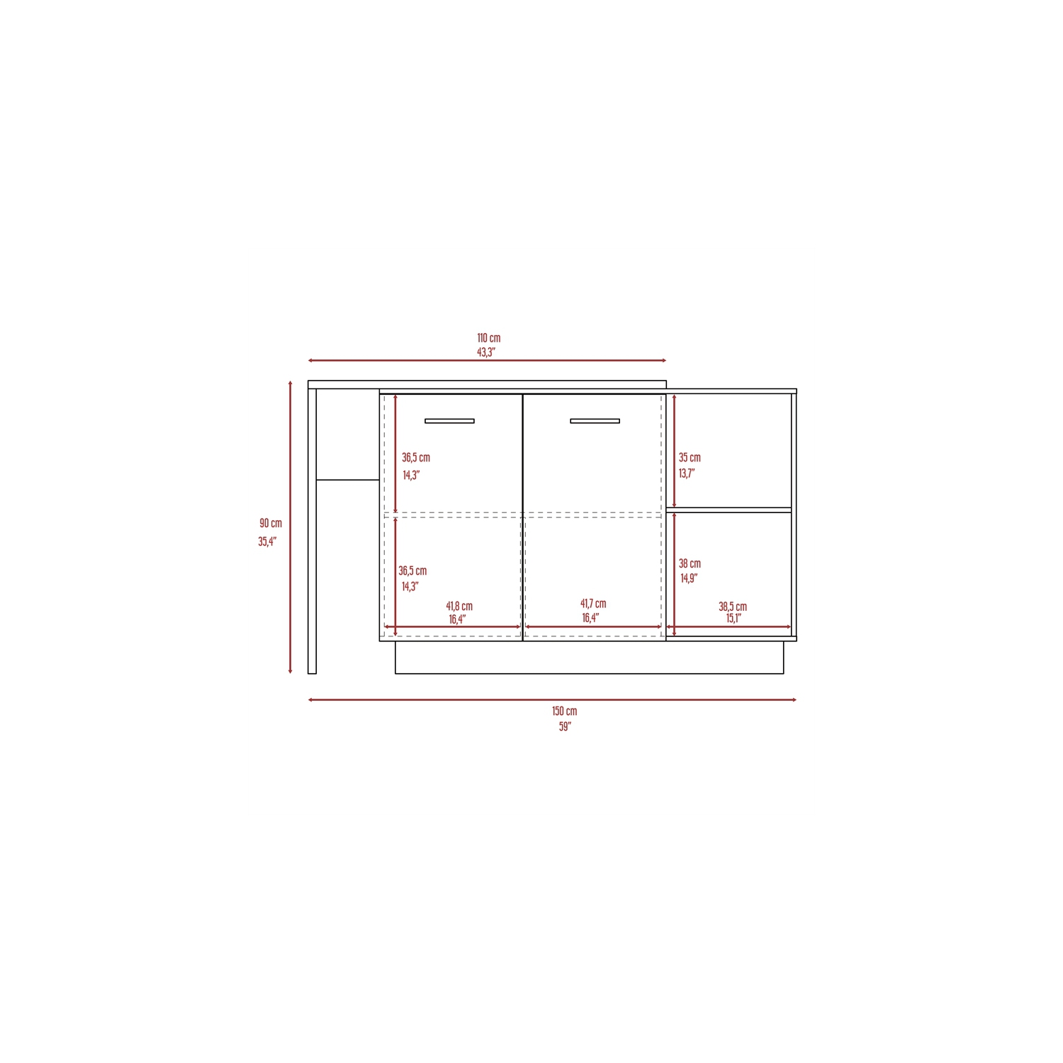TUHOME Sicilia Two-Door Kitchen Island In Black-Light Oak - Engineered Wood