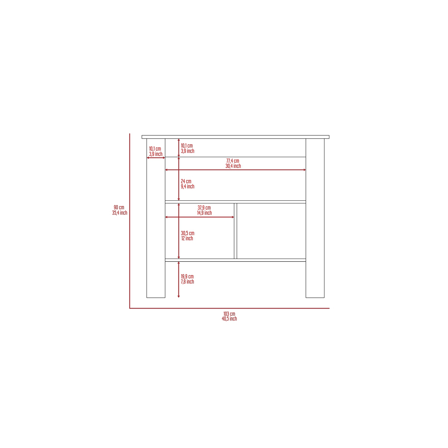 Îlot de cuisine en bois d’ingénierie de TUHOME Cala Kitchen Island, multicolore