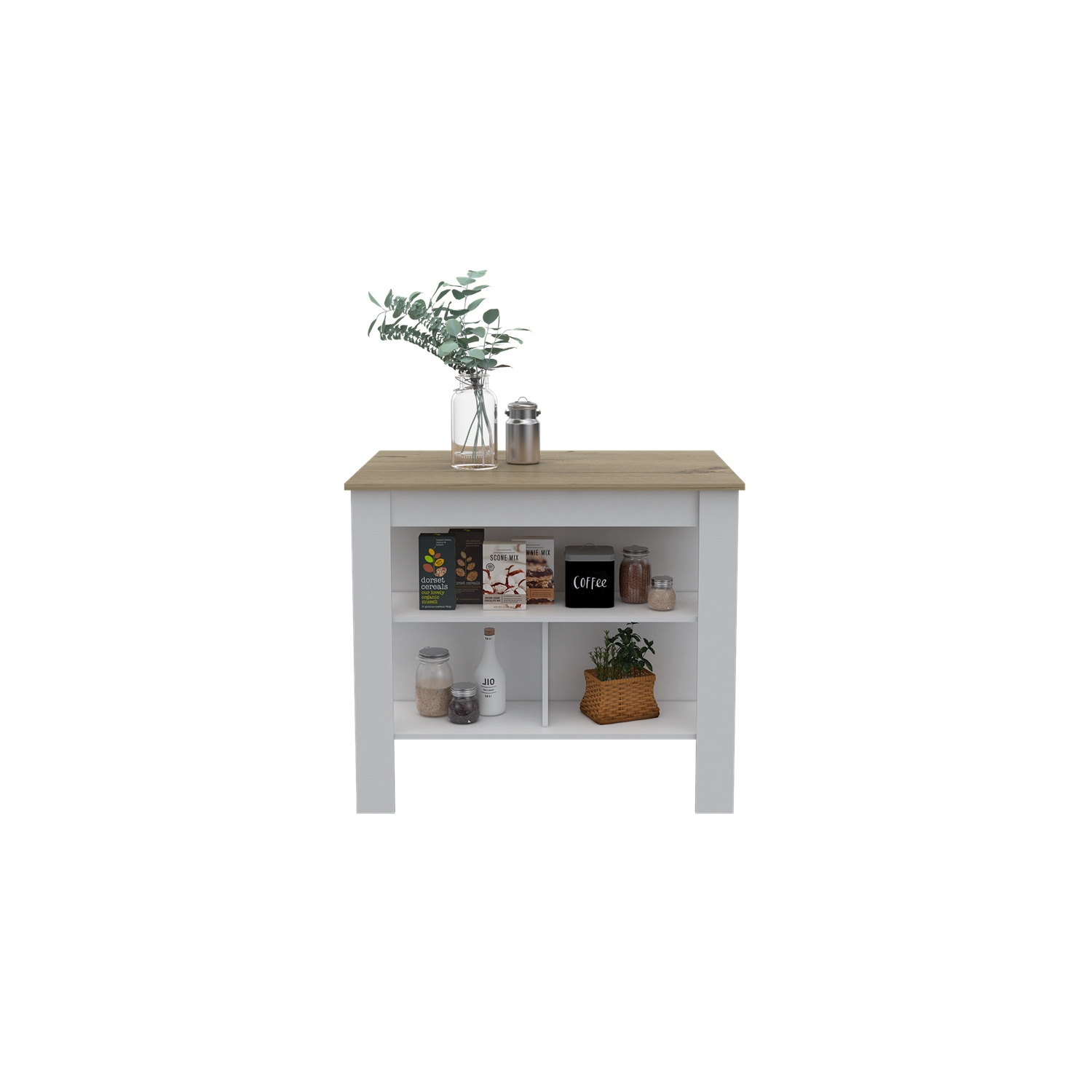 Îlot de cuisine en bois d’ingénierie de TUHOME Cala Kitchen Island, multicolore