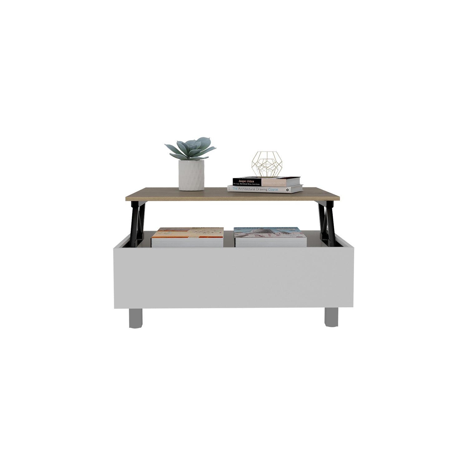 Table basse à dessus relevable en bois d’ingénierie de TUHOME Gambie, blanc