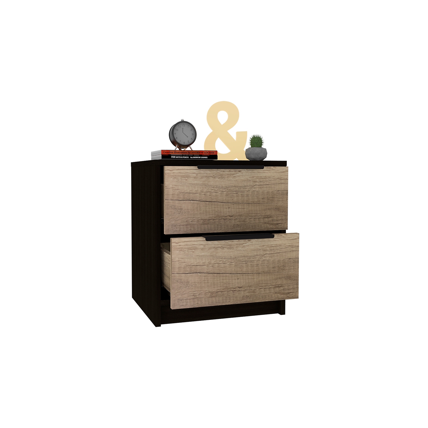 TUHOME Kaia Nightstand Engineered Wood Nightstands in Multi-color