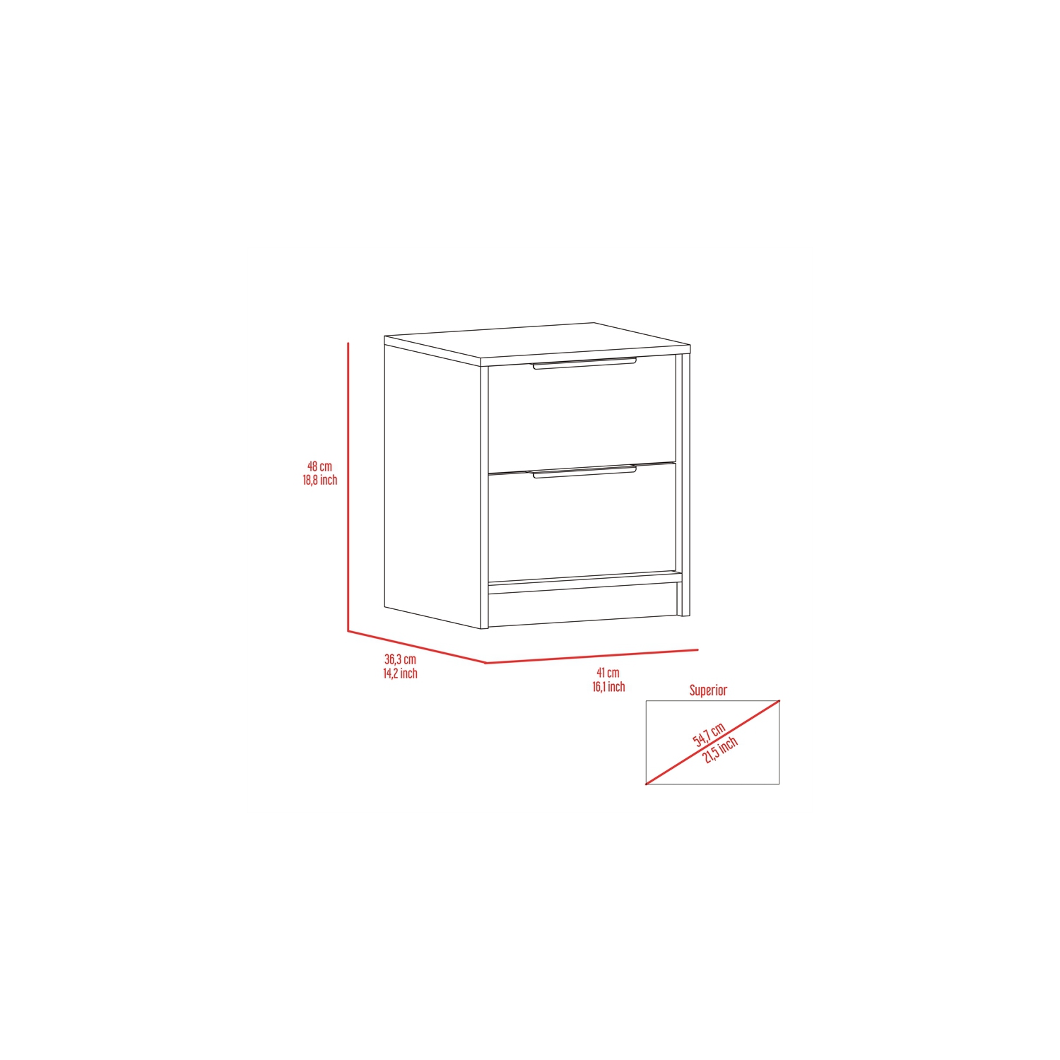 TUHOME Kaia Nightstand Engineered Wood Nightstands in Multi-color
