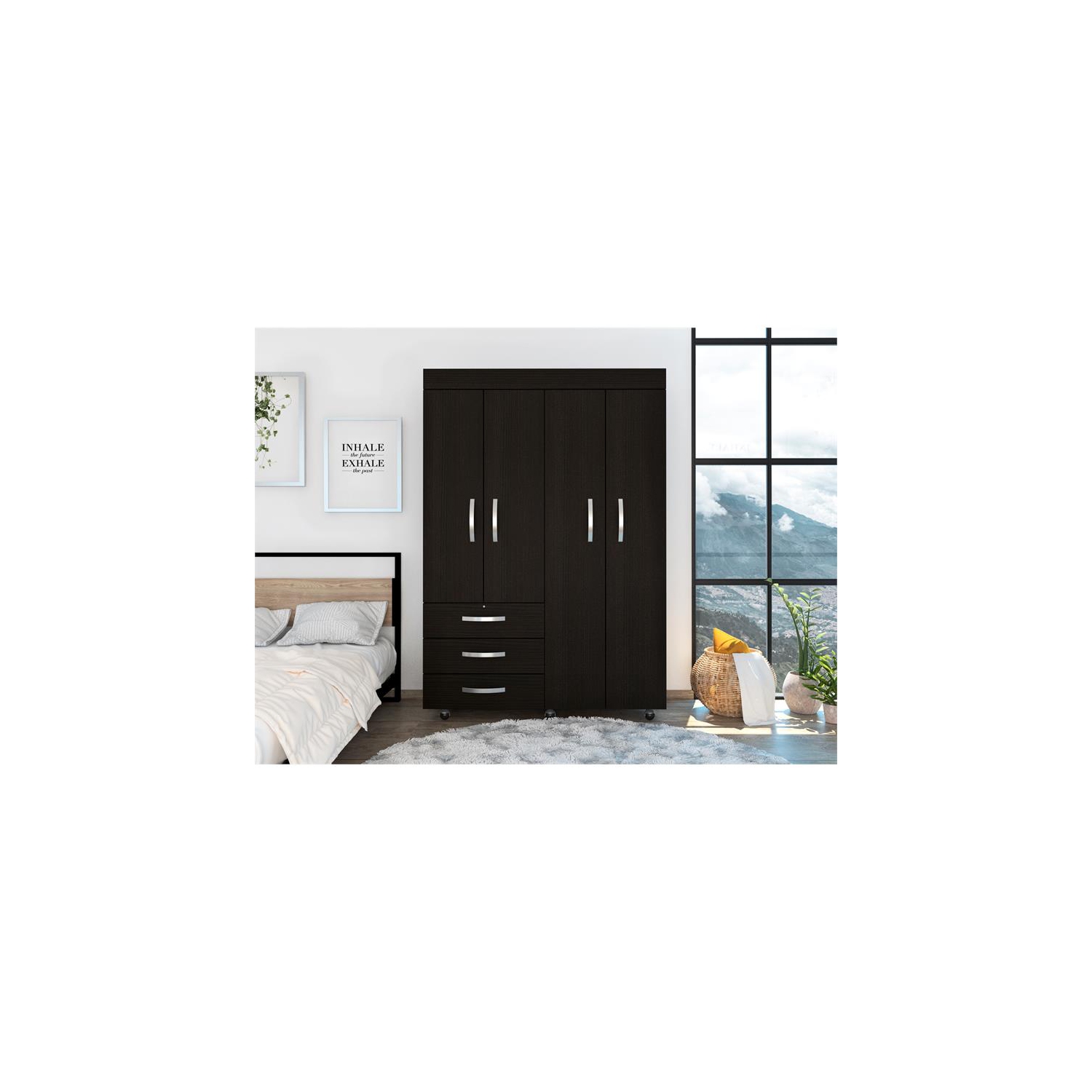 Armoire mobile en bois d'ingénierie Denver de TUHOME, noir