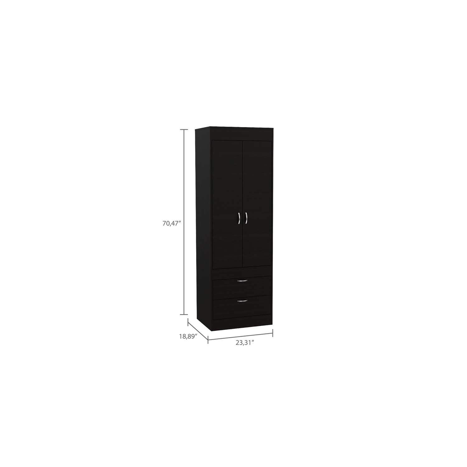 TuHome Black Wengue – Armoire contemporaine à 2 tiroirs et 2 portes en bois d’ingénierie Lisboa