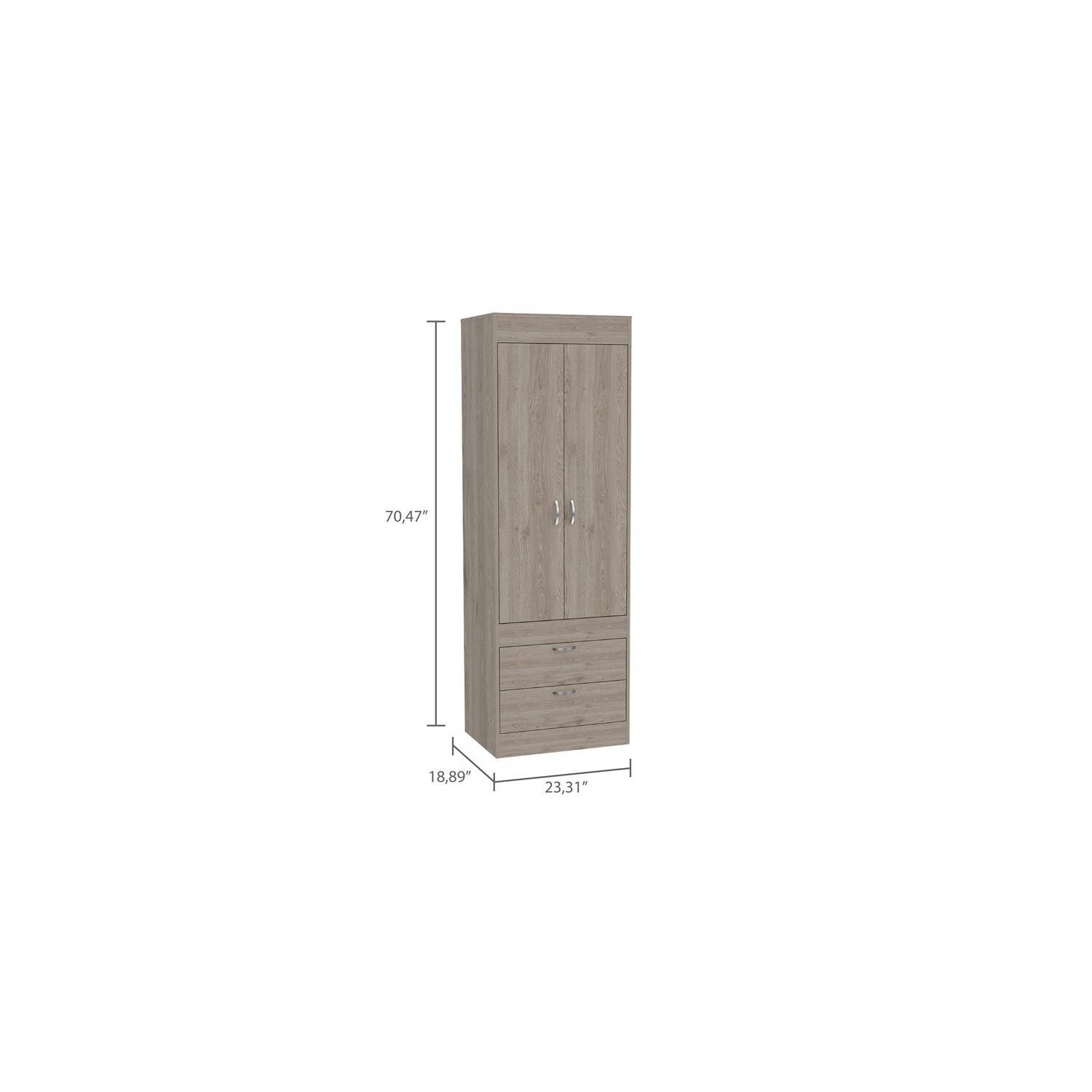 TuHome – Armoire à 2 tiroirs et 2 portes en bois d’ingénierie moderne Lisboa, gris