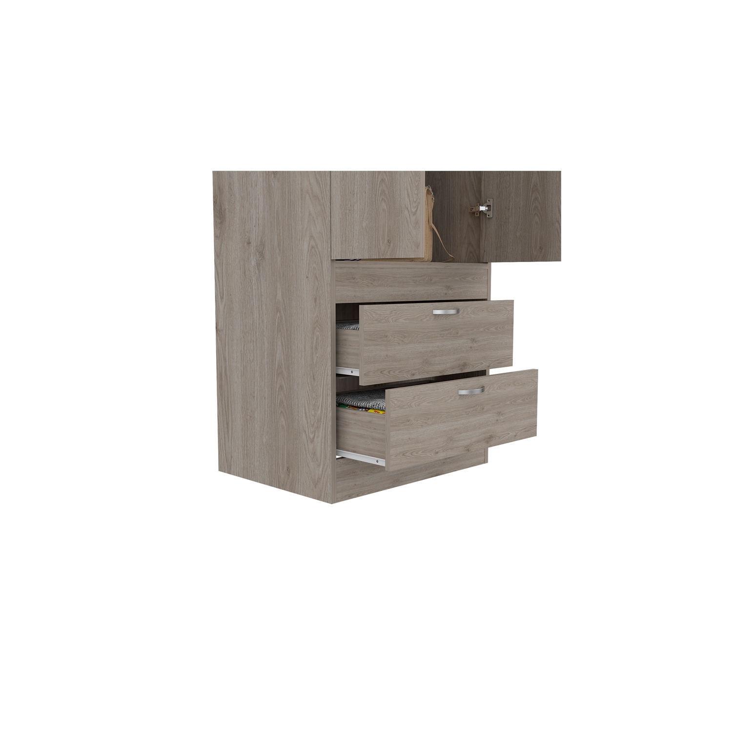 TuHome – Armoire à 2 tiroirs et 2 portes en bois d’ingénierie moderne Lisboa, gris