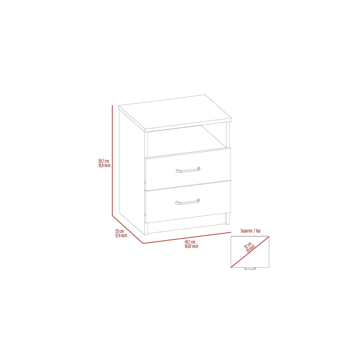 Tuhome Napoles 2 Drawer Night Stand Espresso