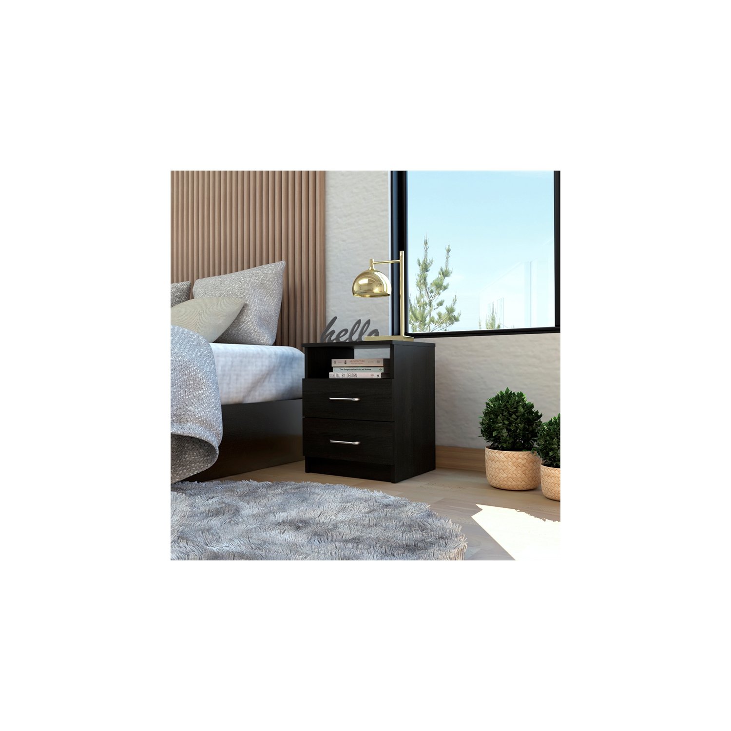 Tuhome Napoles 2 Drawer Night Stand Espresso