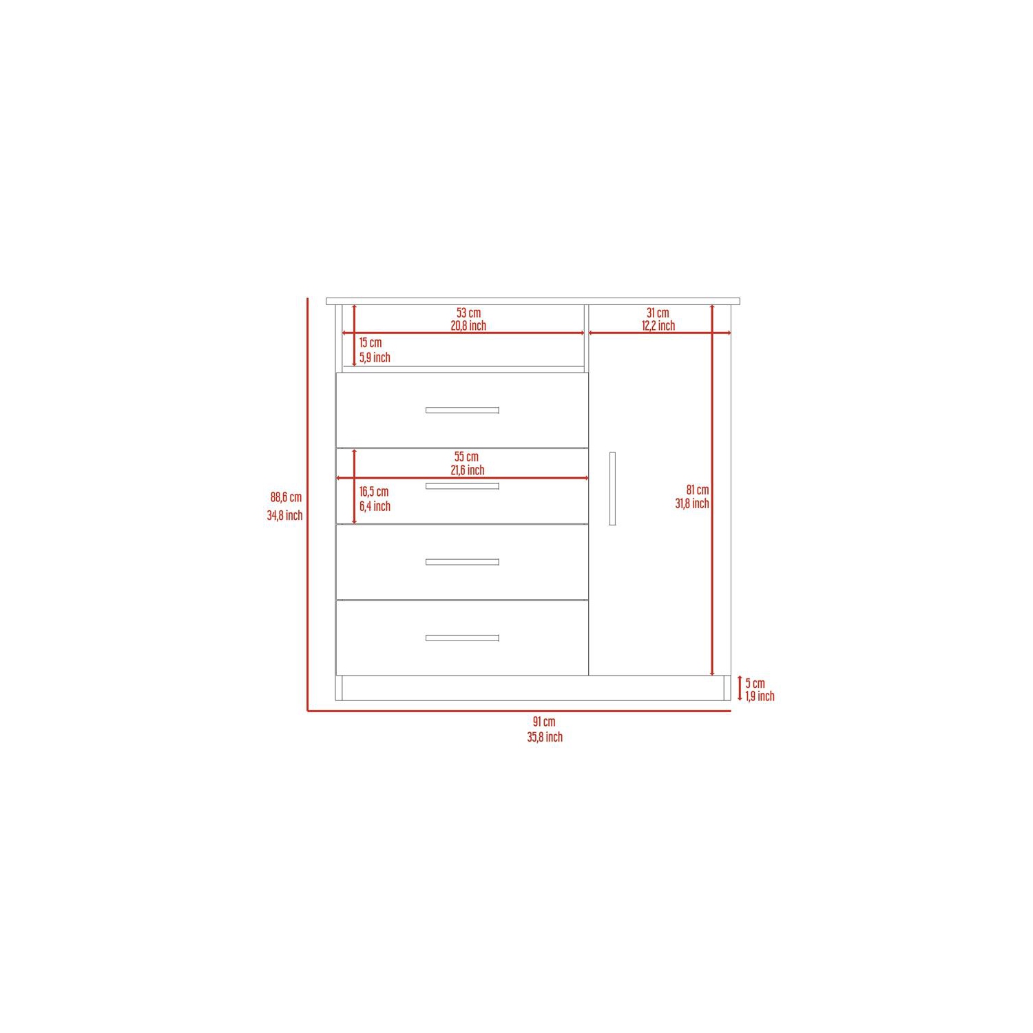 TuHome Black Wengue Modern Engineered Wood Peru 4 Drawer Dresser