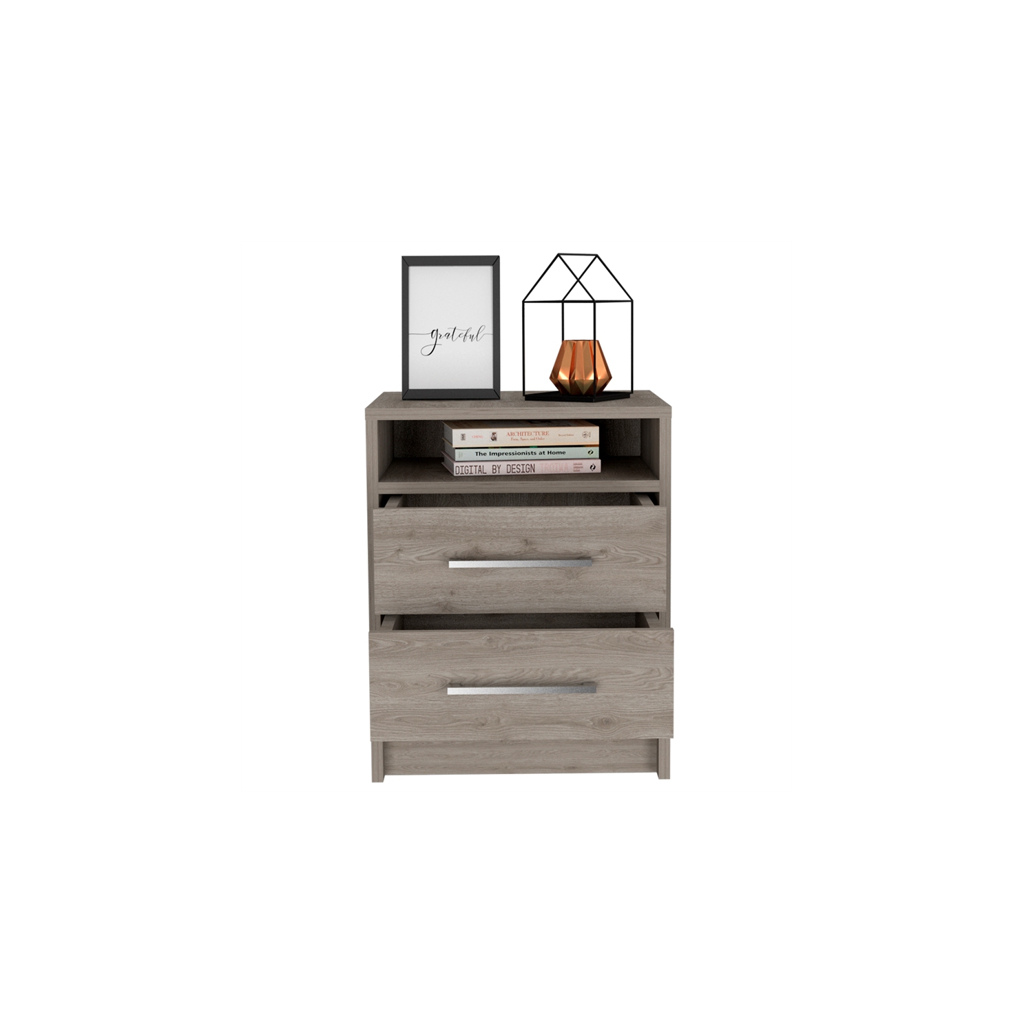 TUHOME Eter Nightstand Engineered Wood Nightstands in Gray