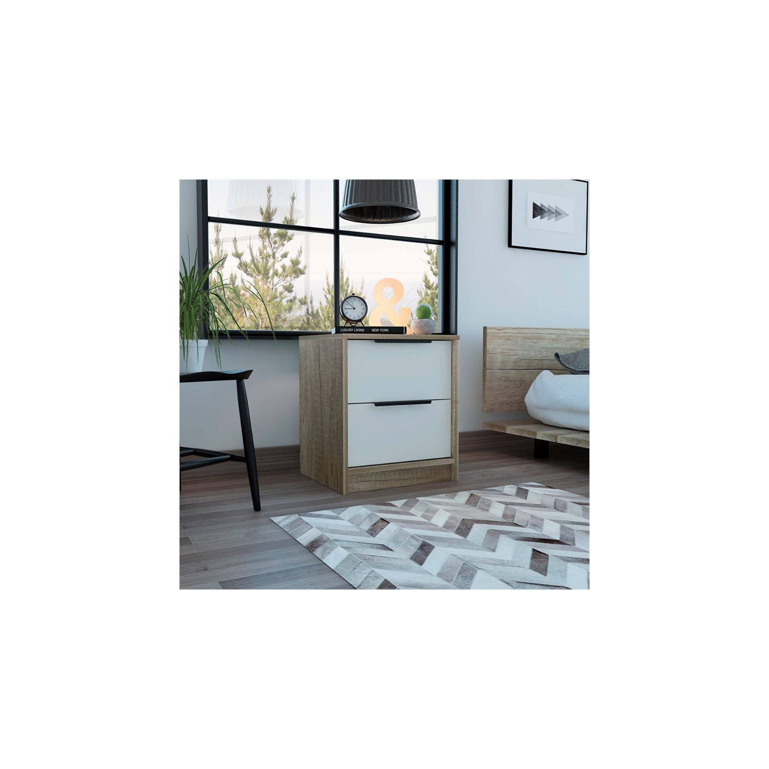 TUHOME Kaia Nightstand Engineered Wood Nightstands in Multi-color