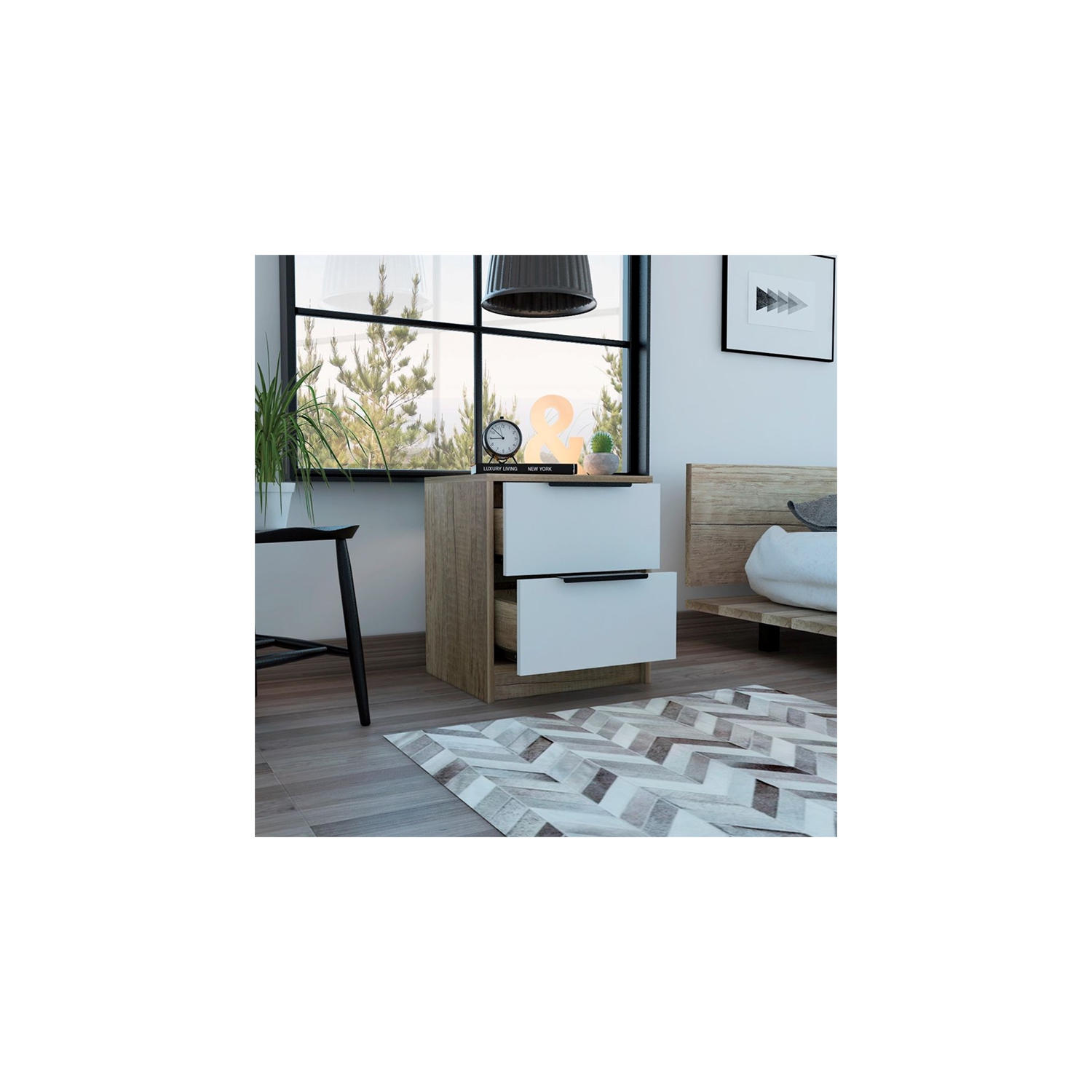 TUHOME Kaia Nightstand Engineered Wood Nightstands in Multi-color