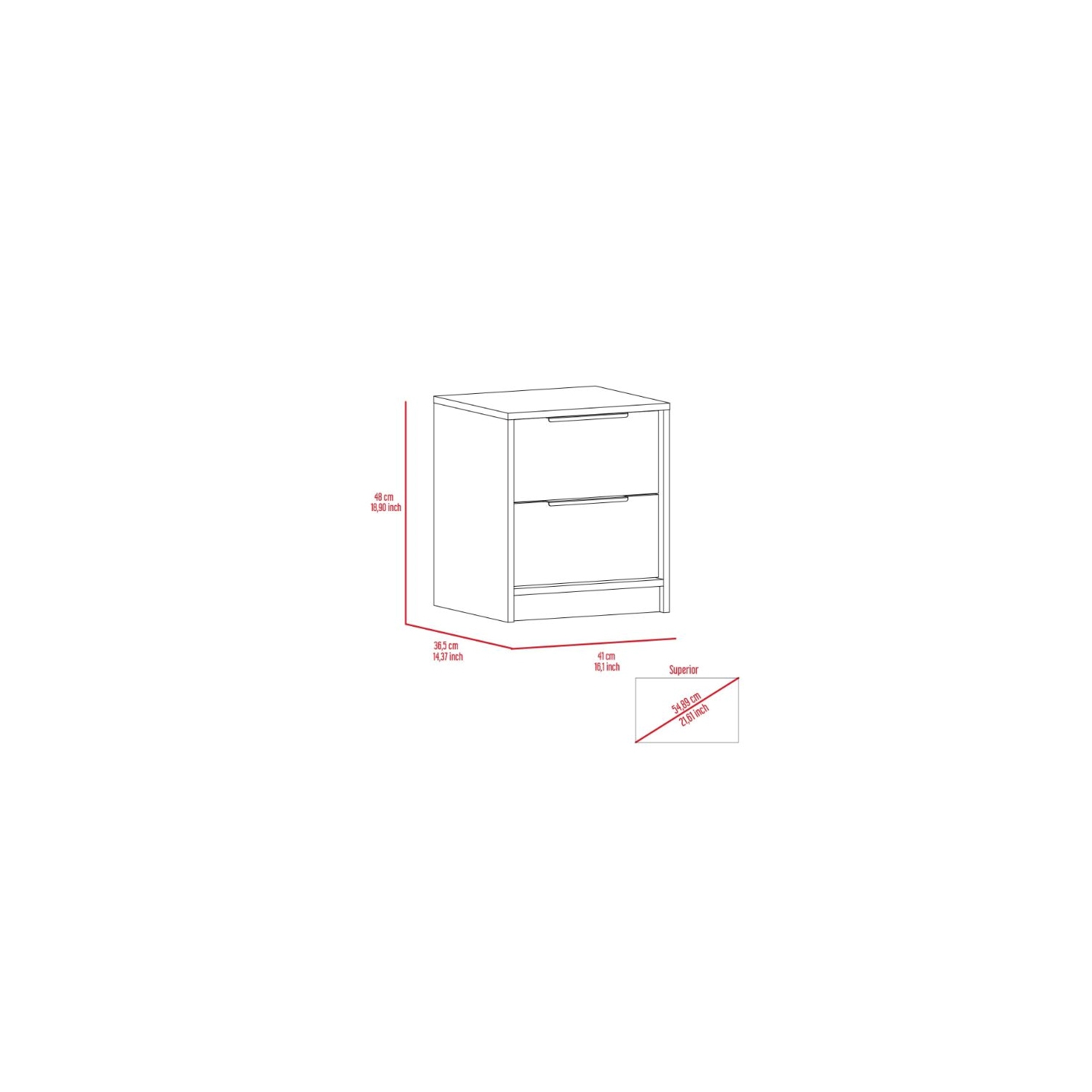 TUHOME Kaia Nightstand Engineered Wood Nightstands in Multi-color