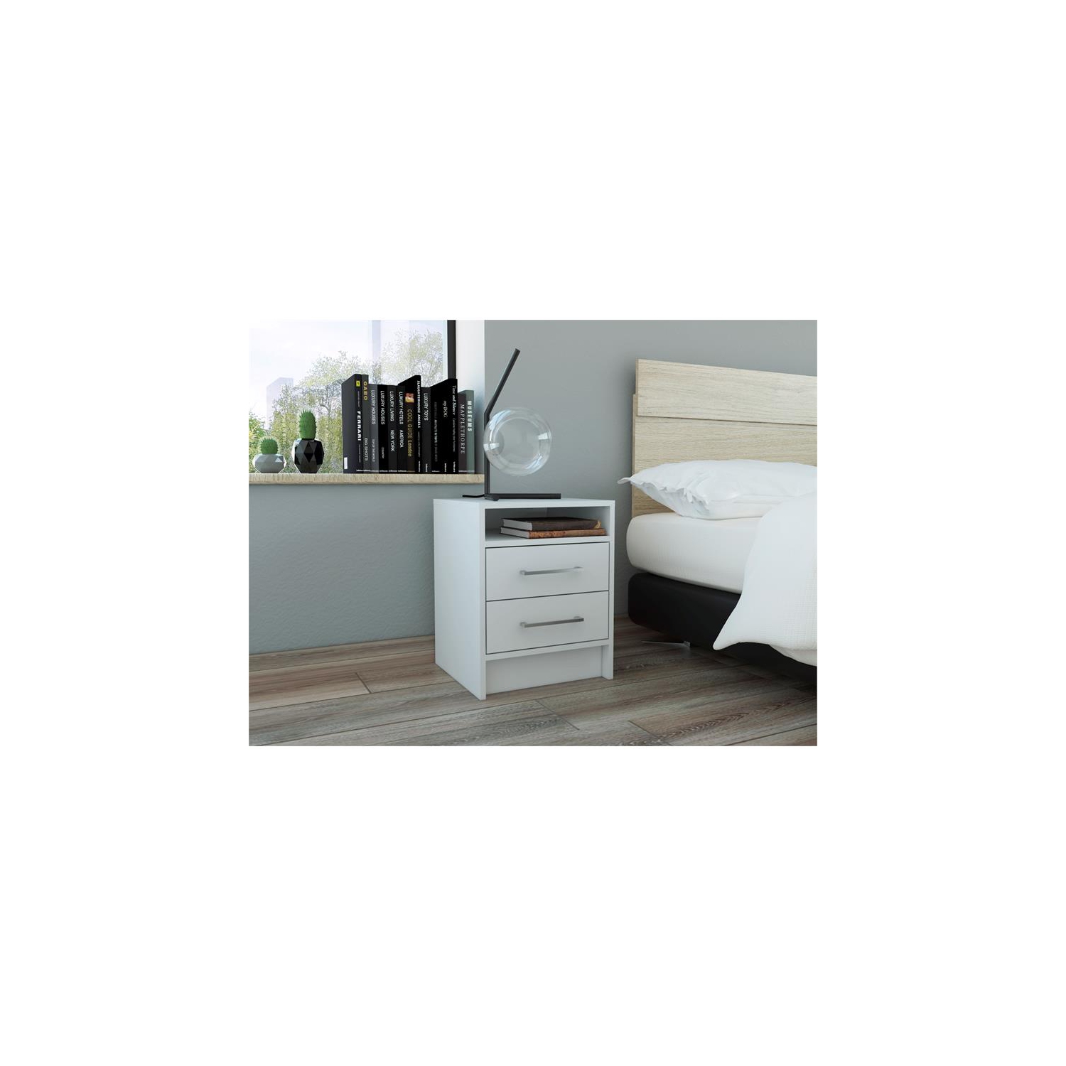 TUHOME Eter Nightstand Engineered Wood Nightstands in White