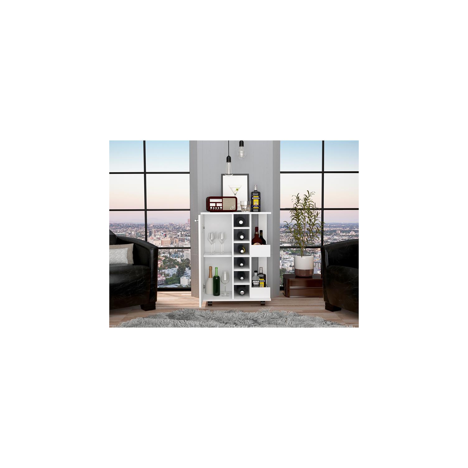 TUHOME Bar Cart Engineered Wood Bar Carts in White