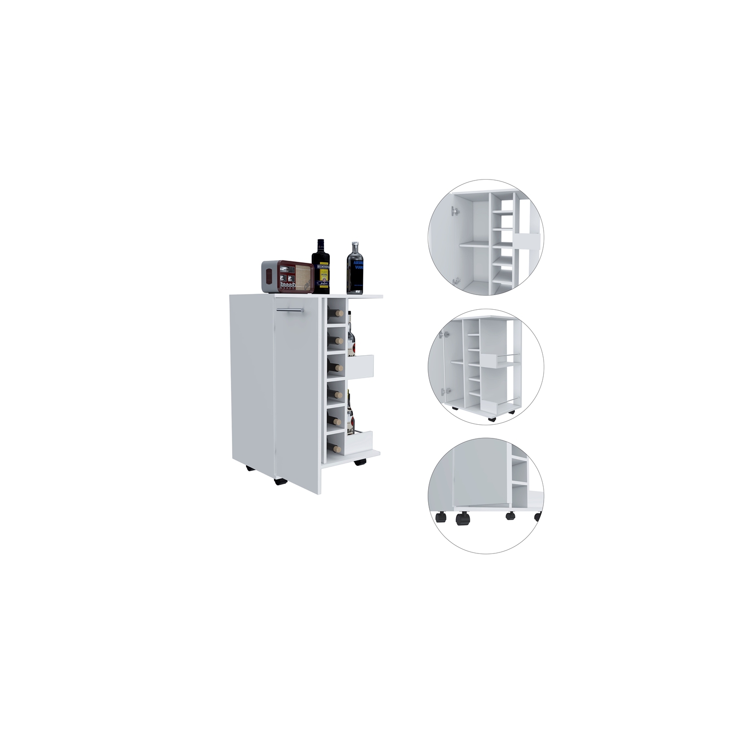 TUHOME Bar Cart Engineered Wood Bar Carts in White