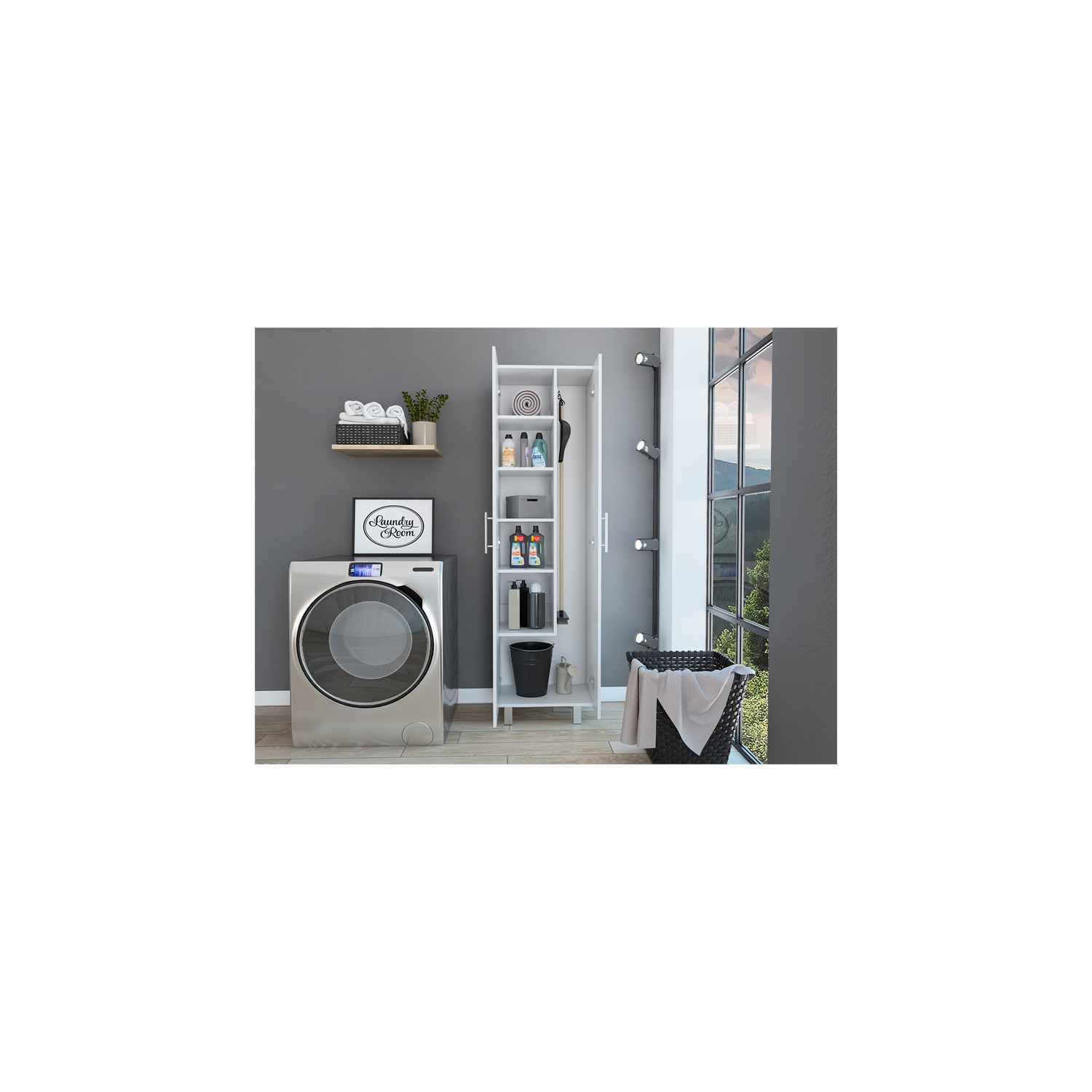 TuHome White Modern Engineered Wood Nala Modern Storage Cabinet