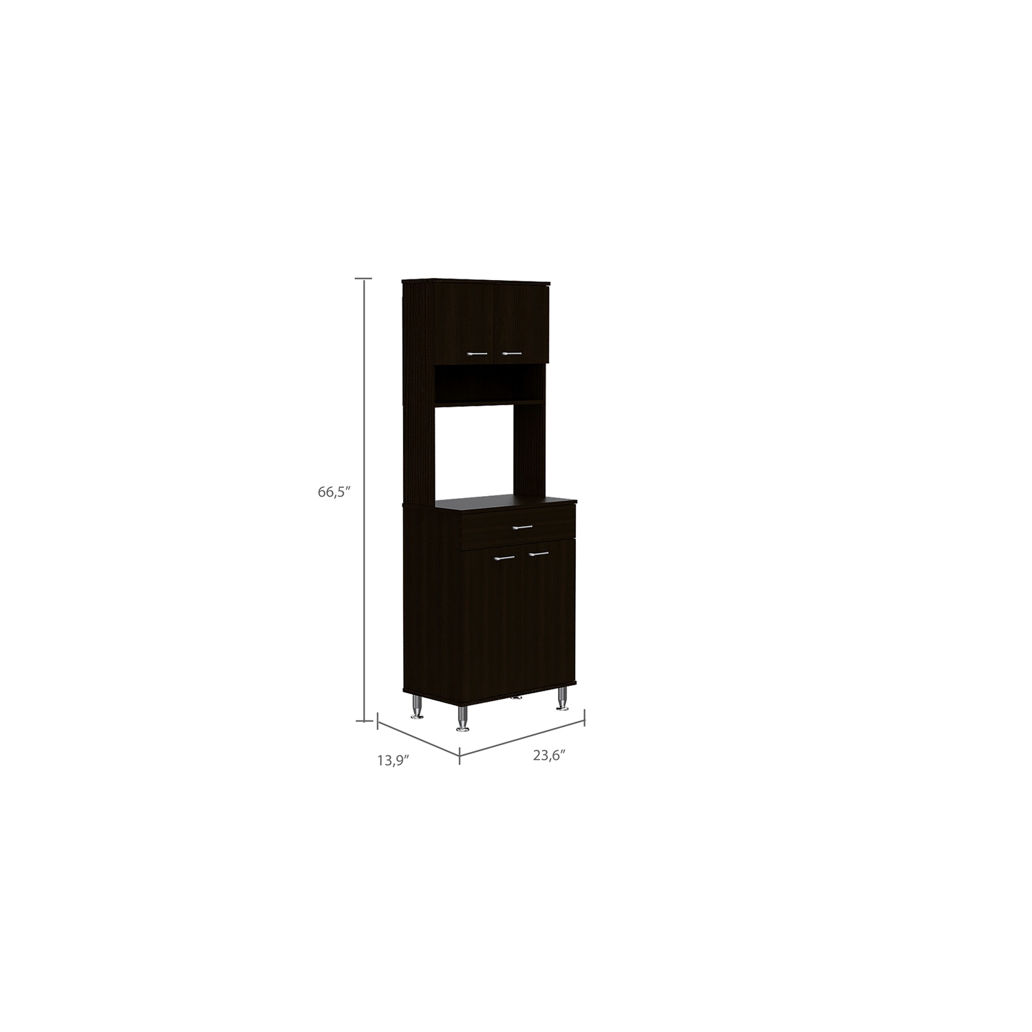 TUHOME Della 60 Kitchen Pantry Engineered Wood Pantries in Black