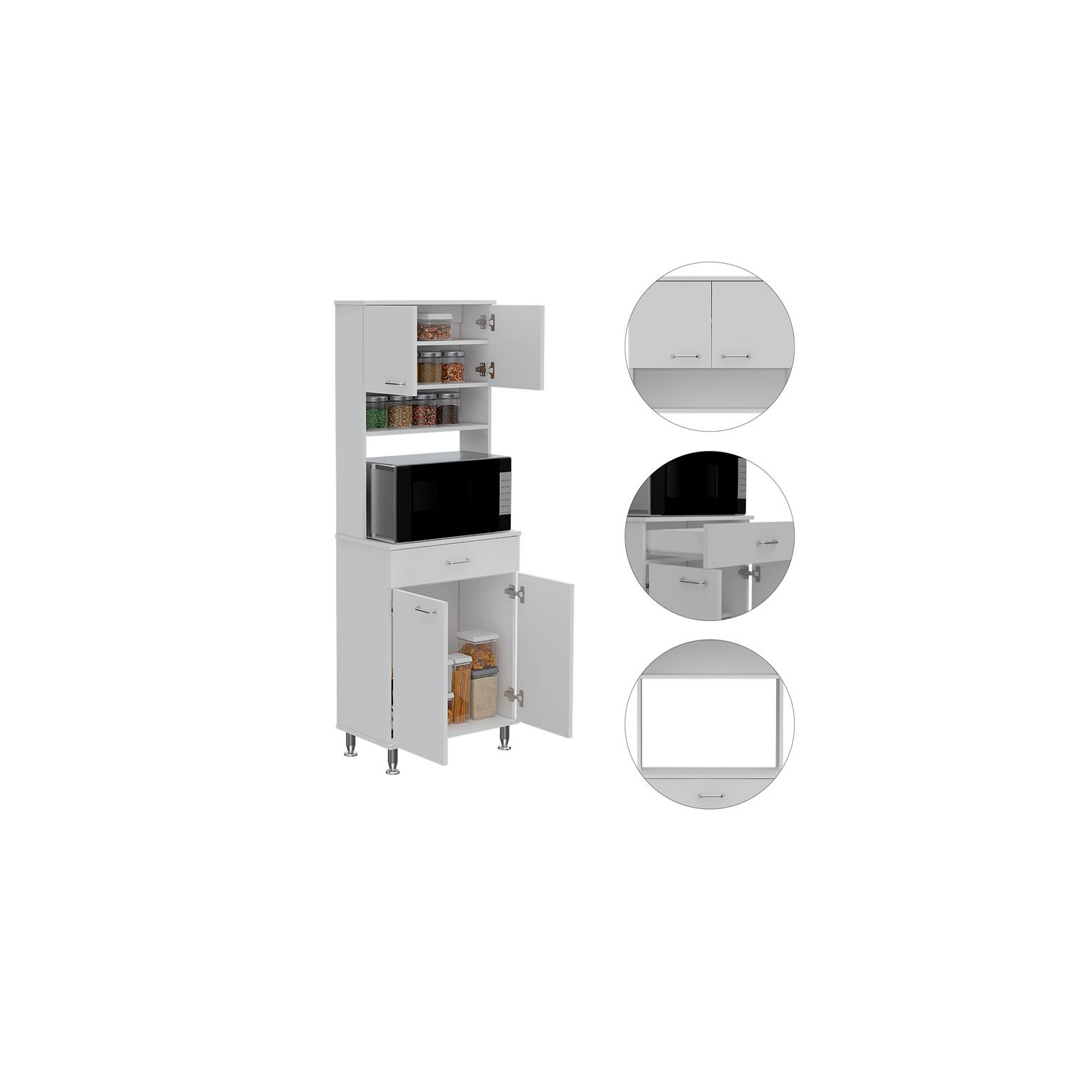 TUHOME Della 60 Kitchen Pantry Engineered Wood Pantries in White