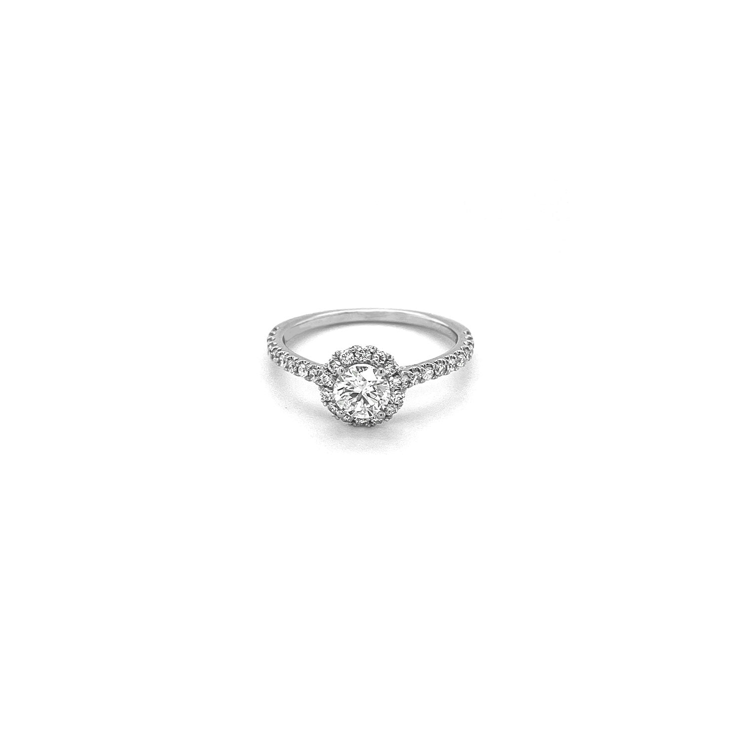 14K White Gold 0.86tdw Lab Grown Round Halo Diamond Engagement Ring