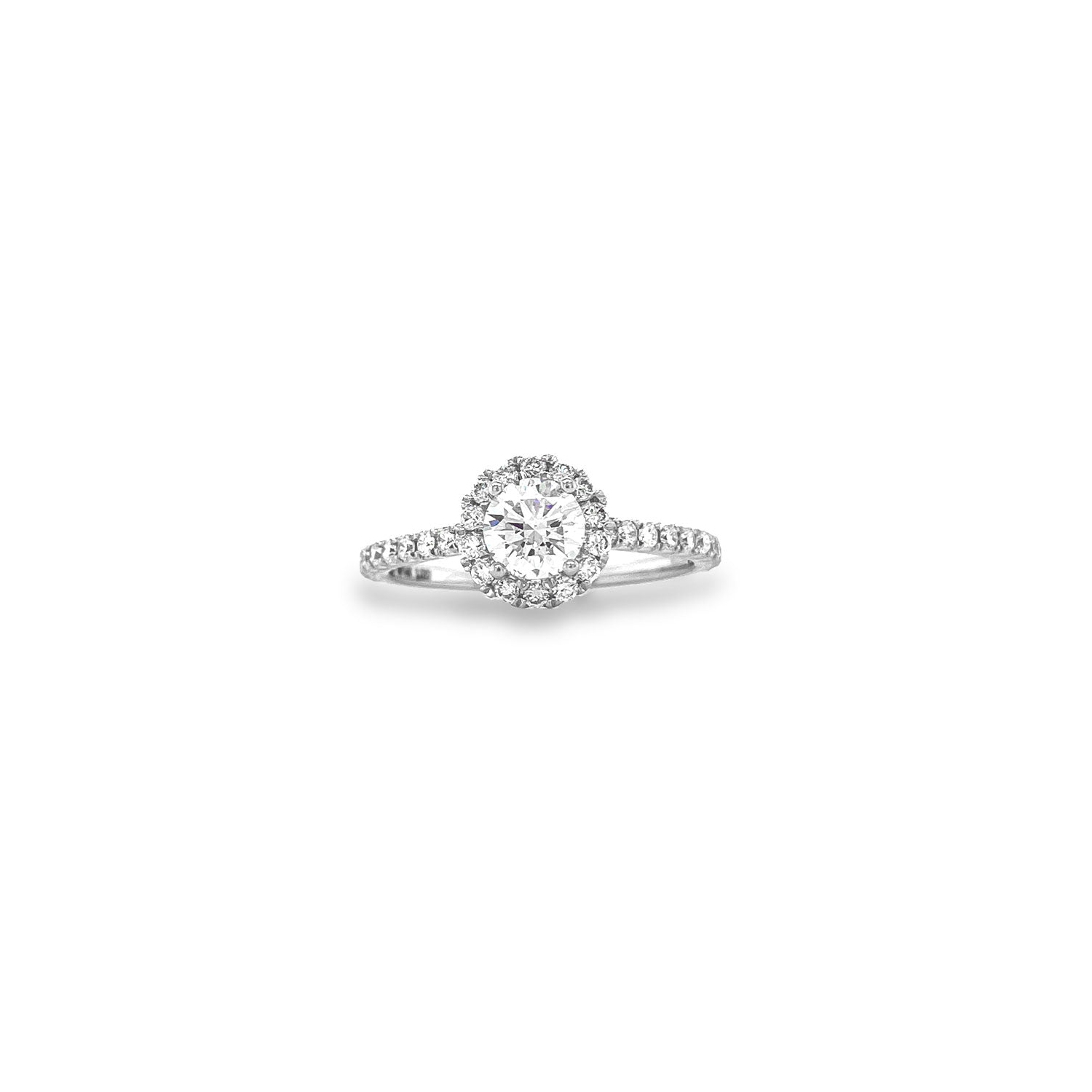 14K White Gold 0.86tdw Lab Grown Round Halo Diamond Engagement Ring