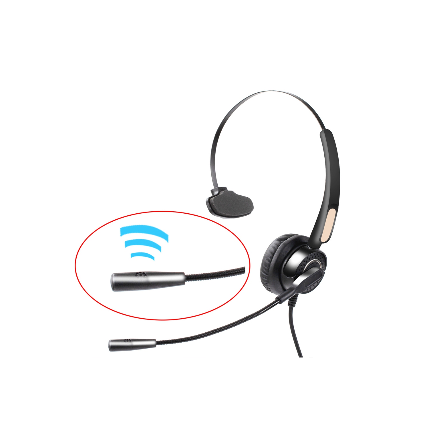 axGear Mono Office Headphone with Microphone Headset with RJ9 Jack & 3.5mm Connector