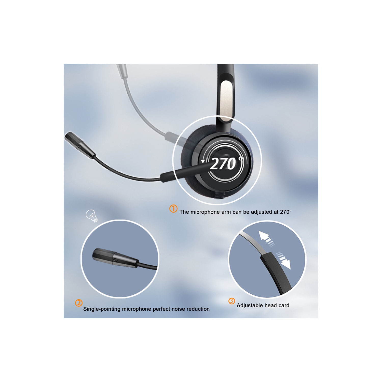 axGear Mono Office Headphone with Microphone Headset with RJ9 Jack & 3.5mm Connector