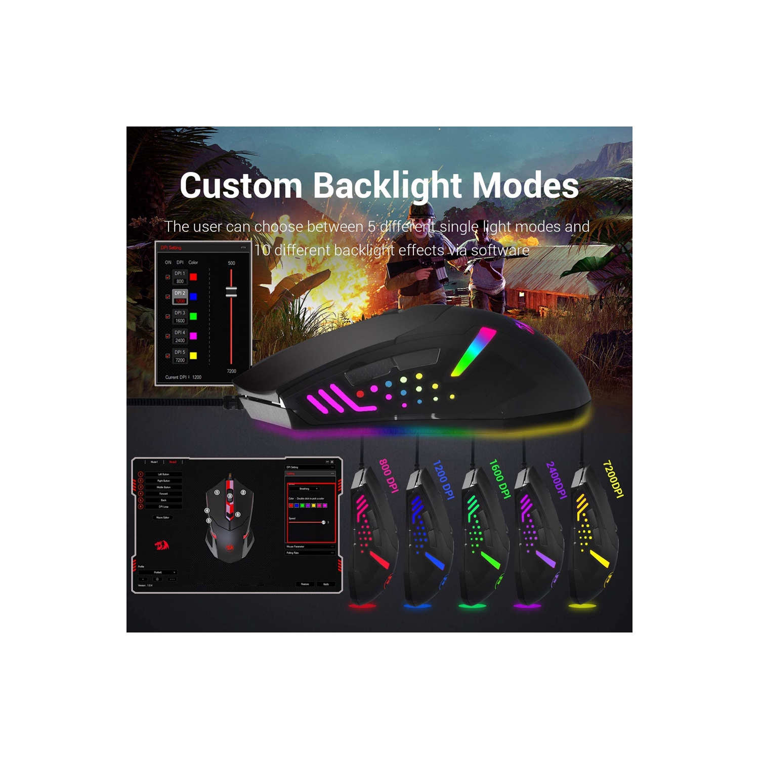 axGear RGB Gaming Mouse USB Wired 6 Buttons Programmable Mouse w/ Weight Tuning Set