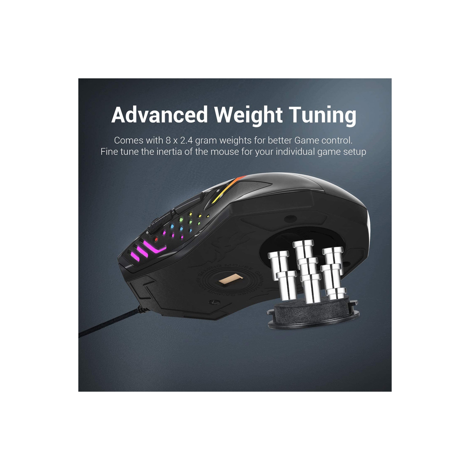 axGear RGB Gaming Mouse USB Wired 6 Buttons Programmable Mouse w/ Weight Tuning Set