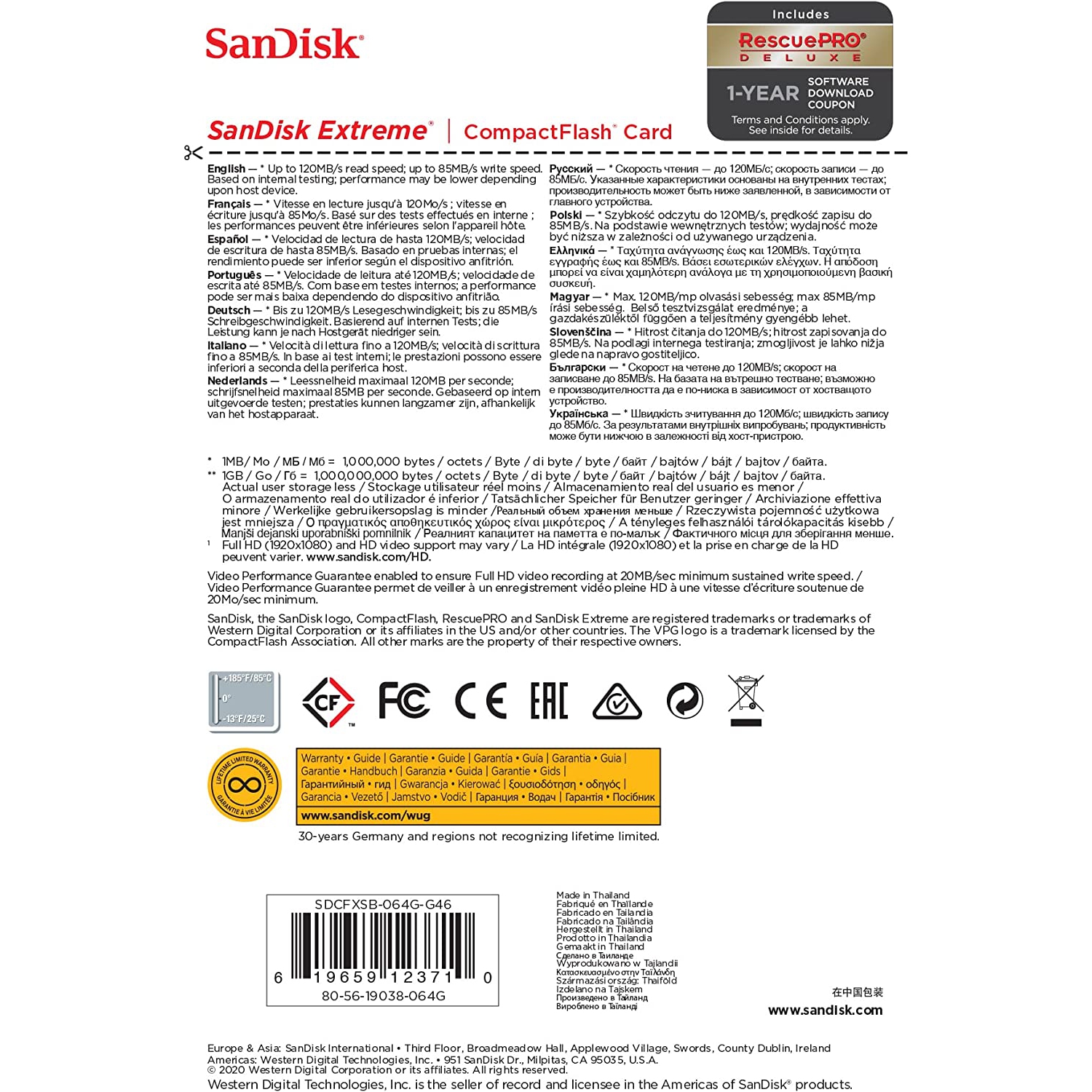 SanDisk 64GB Extreme Compact Flash Memory Card - (SDCFXSB-064G-G46) | Best  Buy Canada