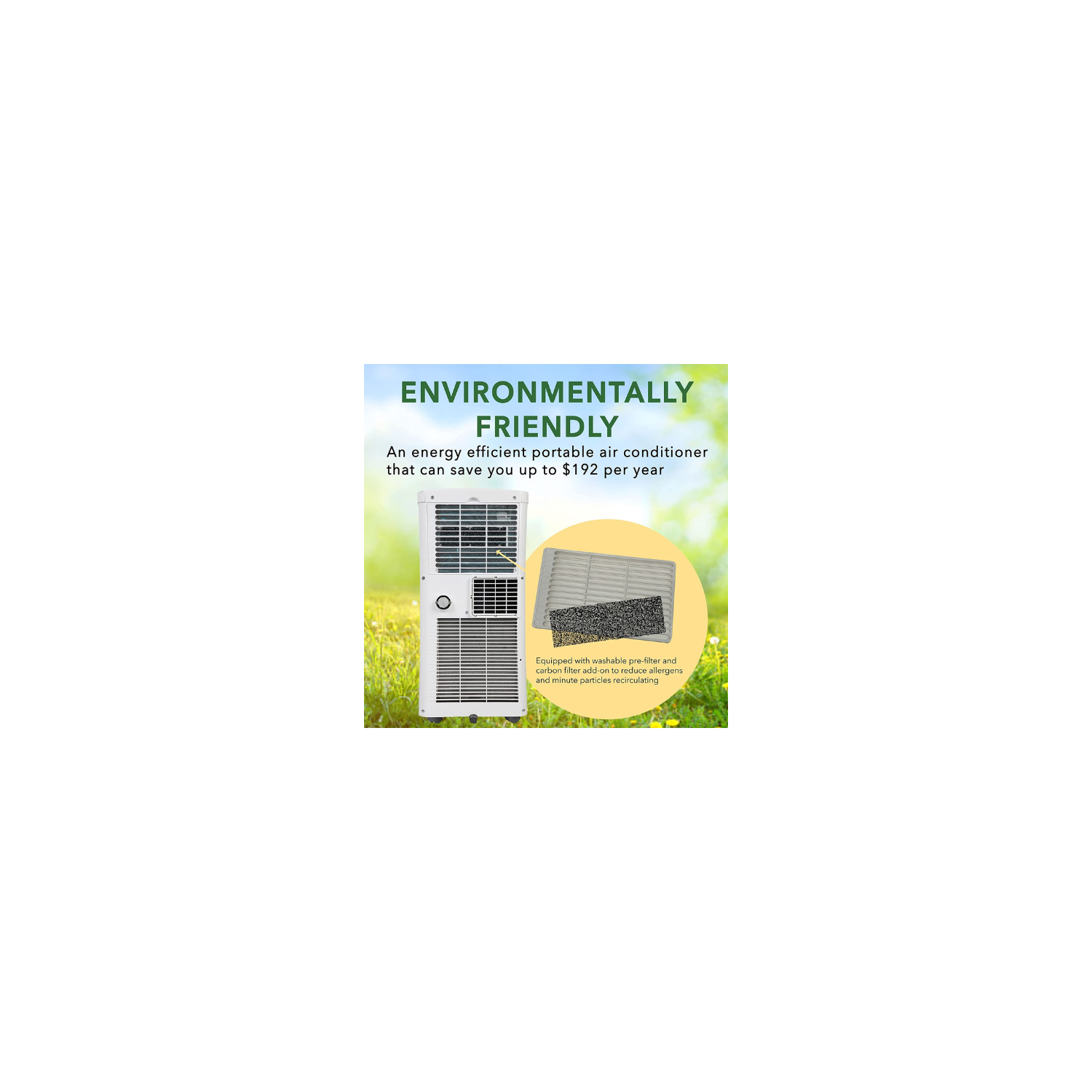 Climatiseur portable Whynter 10 000 BTU avec déshumidificateur Filtre à air en carbone activé blanc, arc-102cs