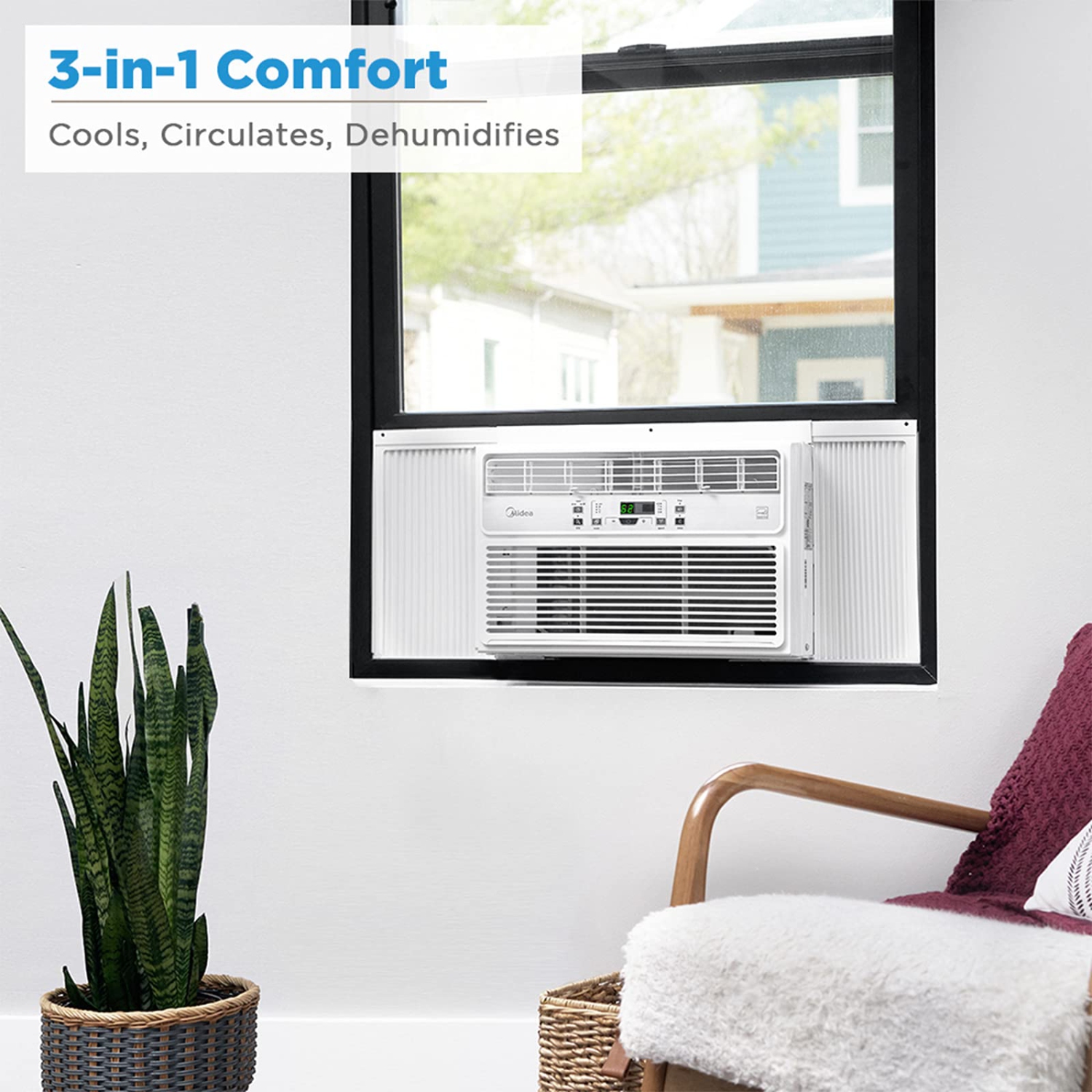Midea 12,000 BTU EasyCool Window Air Conditioner, Dehumidifier and Fan - Cool, Circulate and Dehumidify up to 550 Sq. Ft., Reusable Filter, Remote