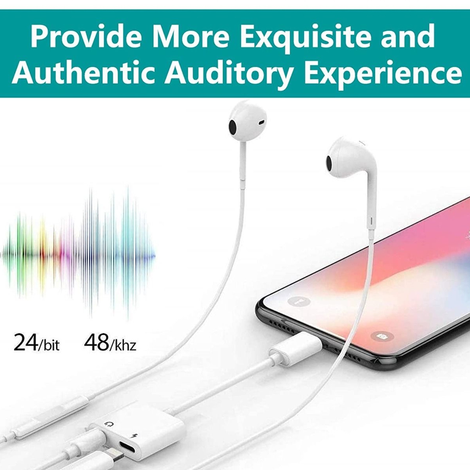 Pack de 2 Lightning Dual Ports Dongle Adaptateur Chargeur Casque Écouteur Accessoire pour iPhone iPad