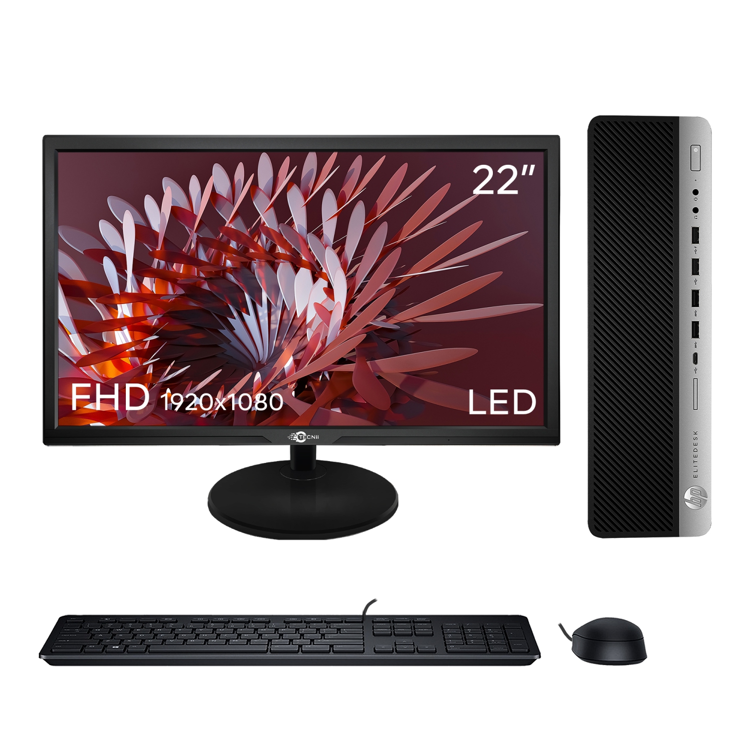 Refurbished - HP EliteDesk 800 G3 Desktop with 22" INCH New Monitor| SFF| I7-6700 @ 3.4GHz| 8GB DDR4 RAM 128GB SSD| WIN 10 PRO| New Keyboard and