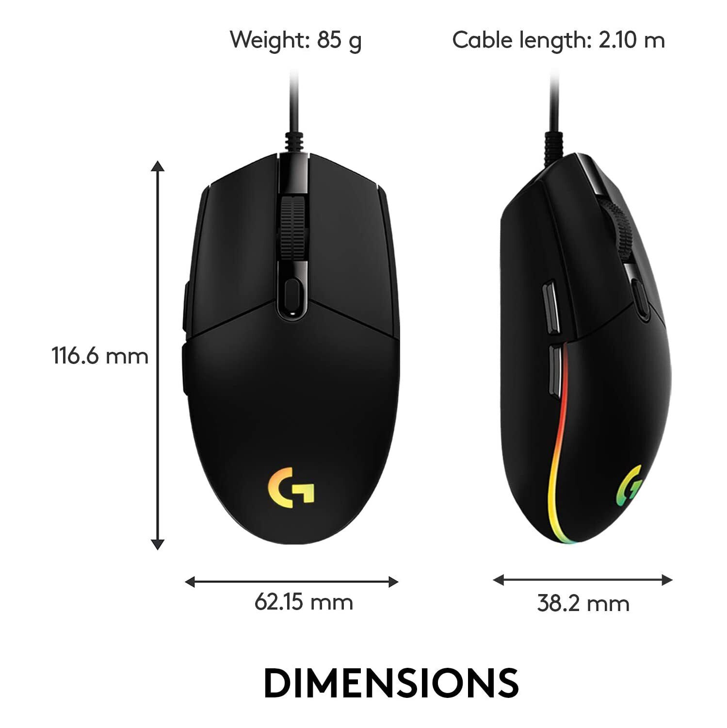 Logitech G203 LightSync Souris de jeu filaire 8,000 DPI, RGB PC/Mac Noir - Certifié remis à neuf