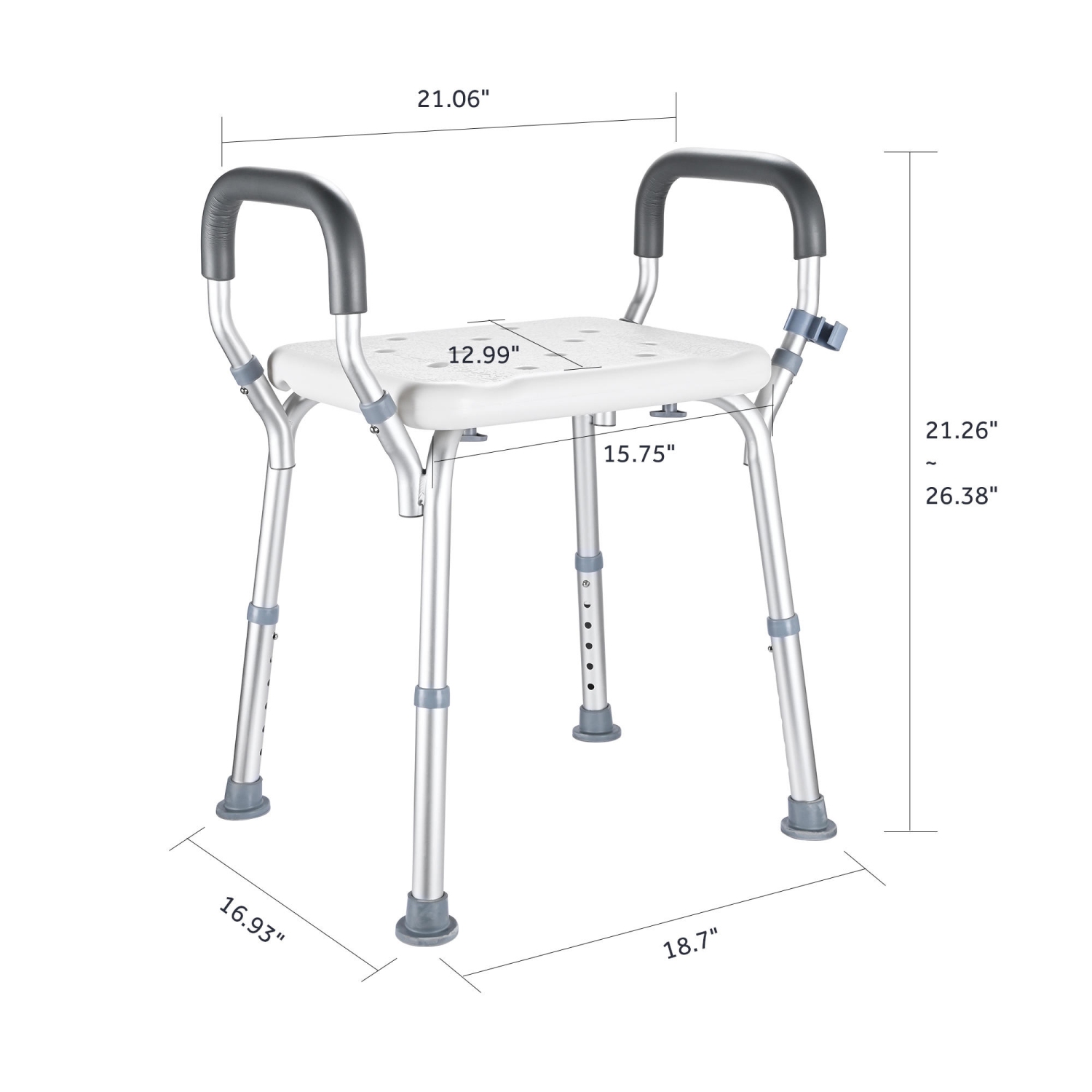 Fauteuil de douche LIVINGBasics avec siège à hauteur réglable à 6 niveaux, banc de transfert de baignoire pour personnes âgées