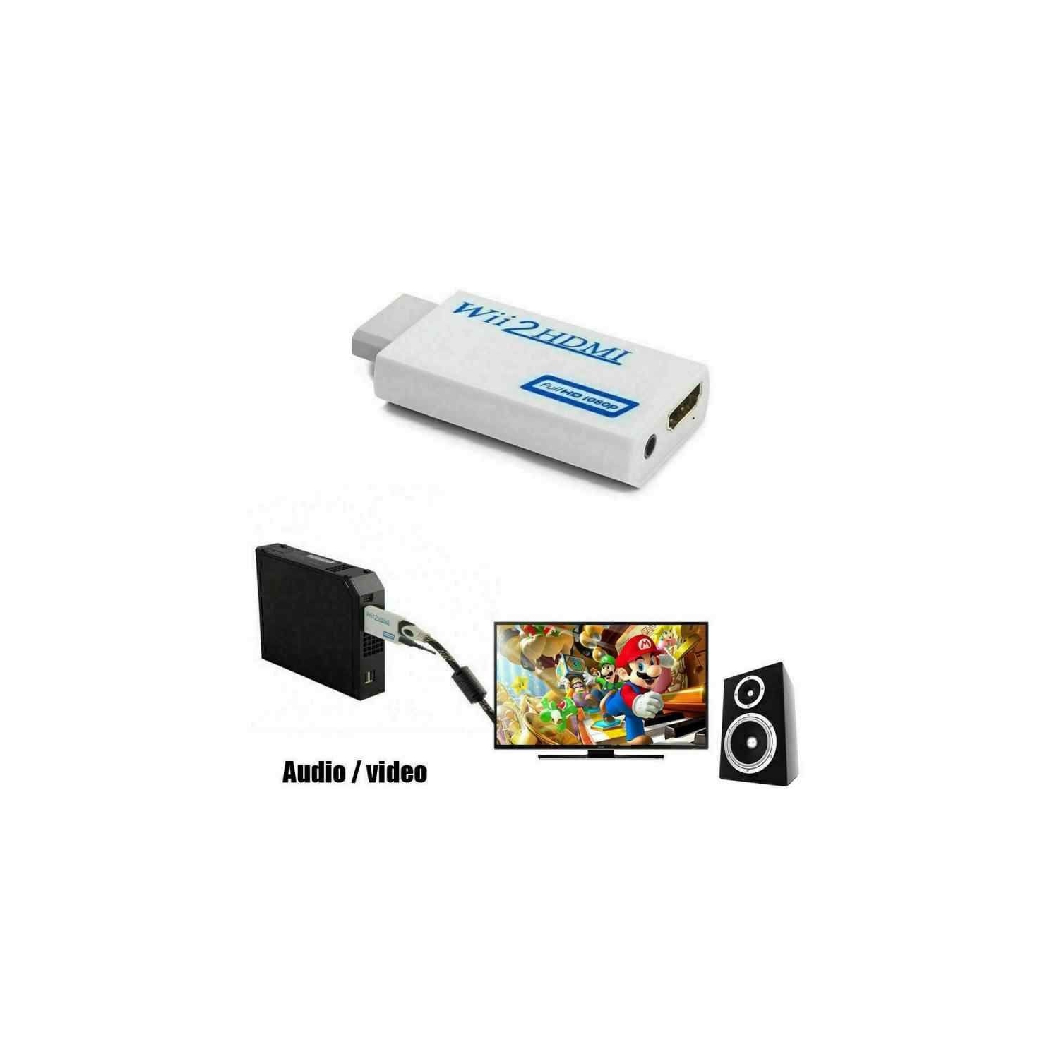 Convertisseur Wii à HDMI Conversion ascendante HD 720p 1080p avec sortie audio 3,5 mm