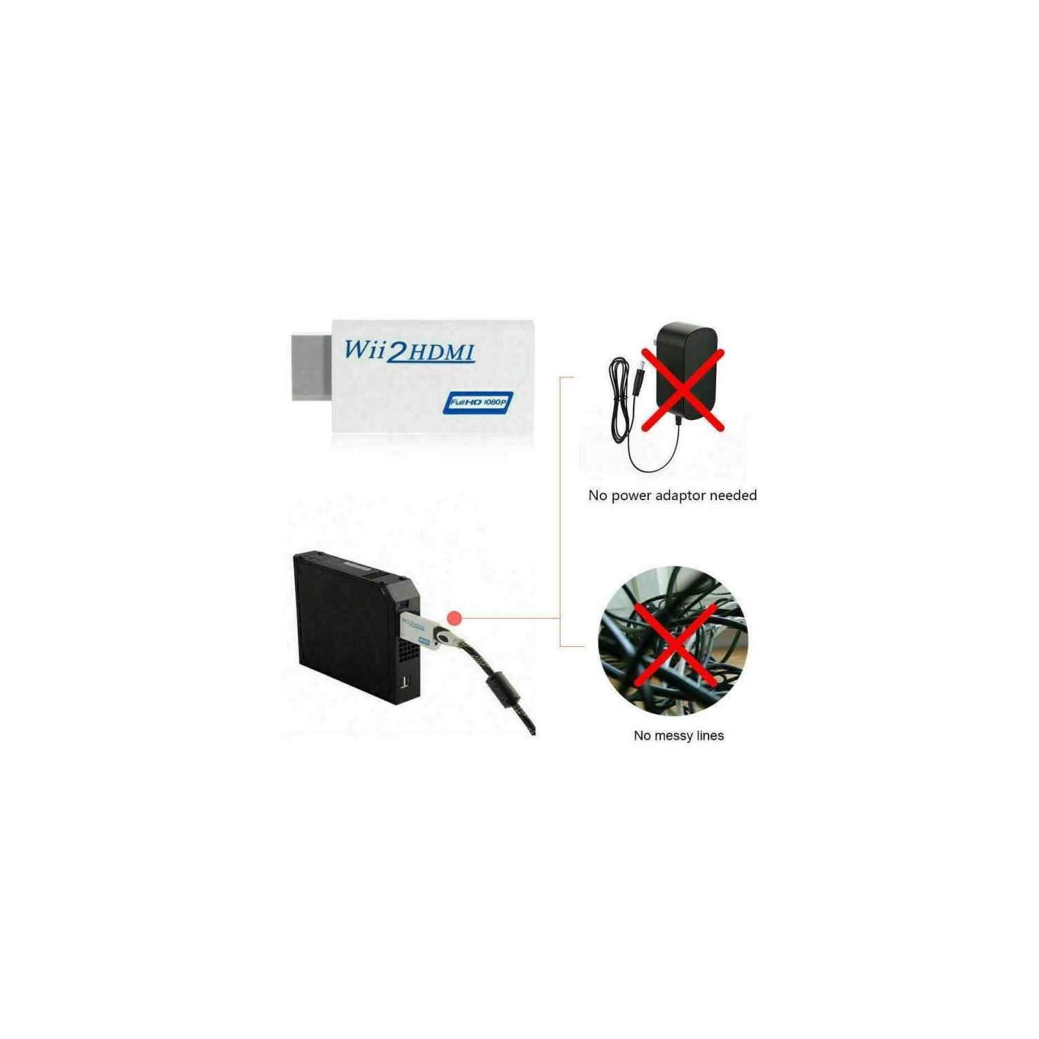 Convertisseur Wii à HDMI Conversion ascendante HD 720p 1080p avec sortie audio 3,5 mm