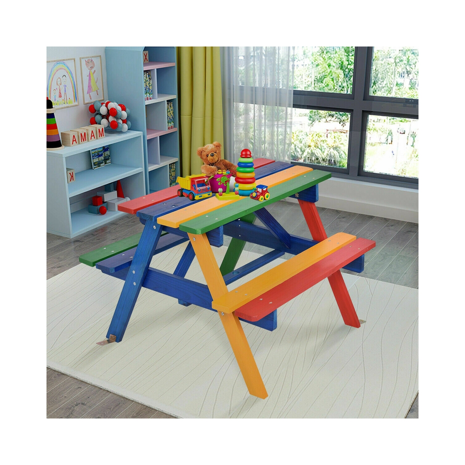 4 Seat Kids Picnic Table with Umbrella