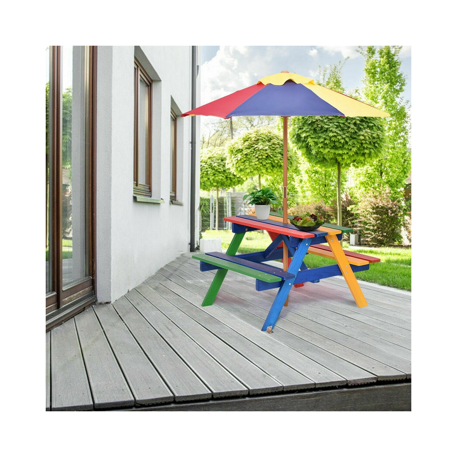 4 Seat Kids Picnic Table with Umbrella