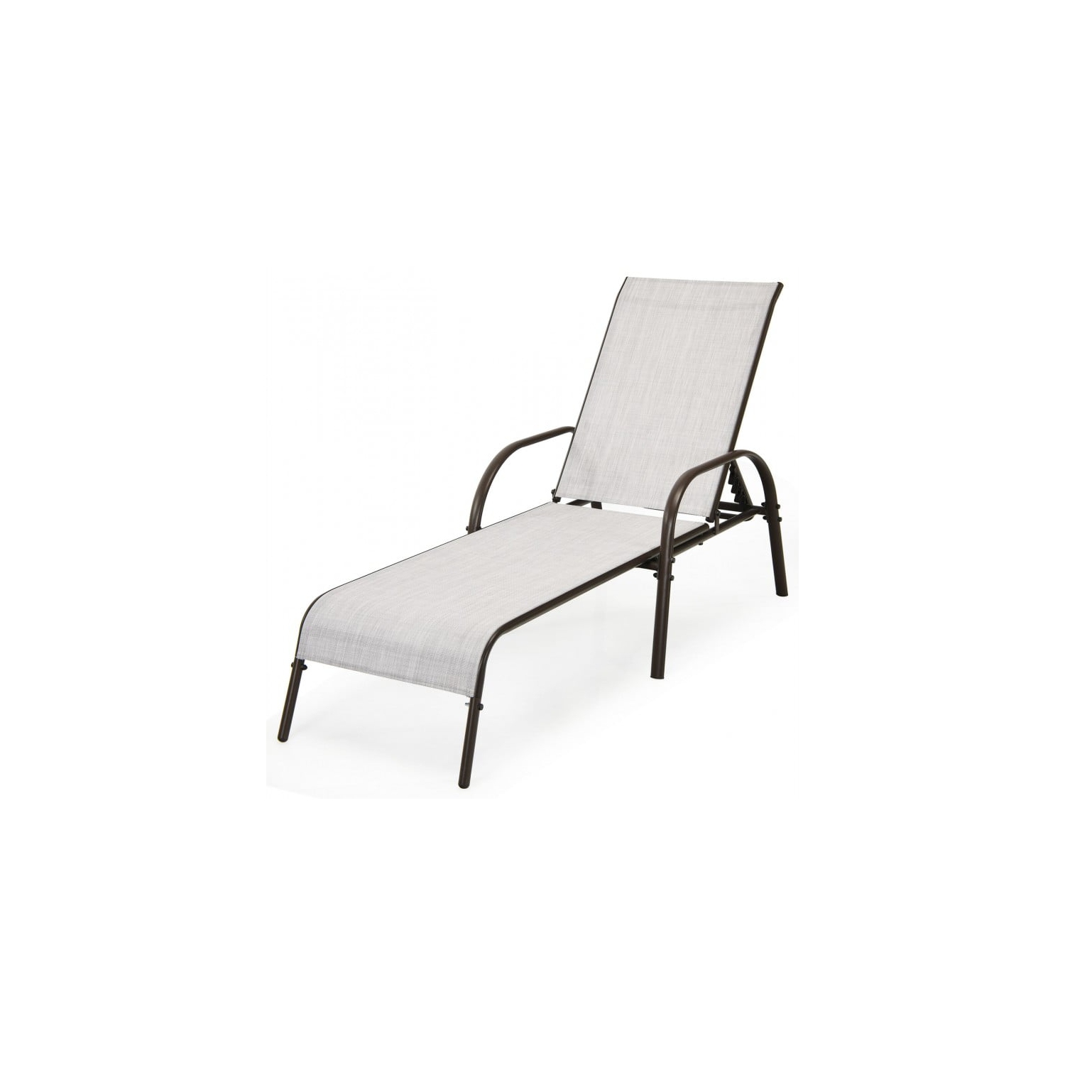 2 Pieces Outdoor Patio Lounge Chair with Adjustable Reclining Armrest