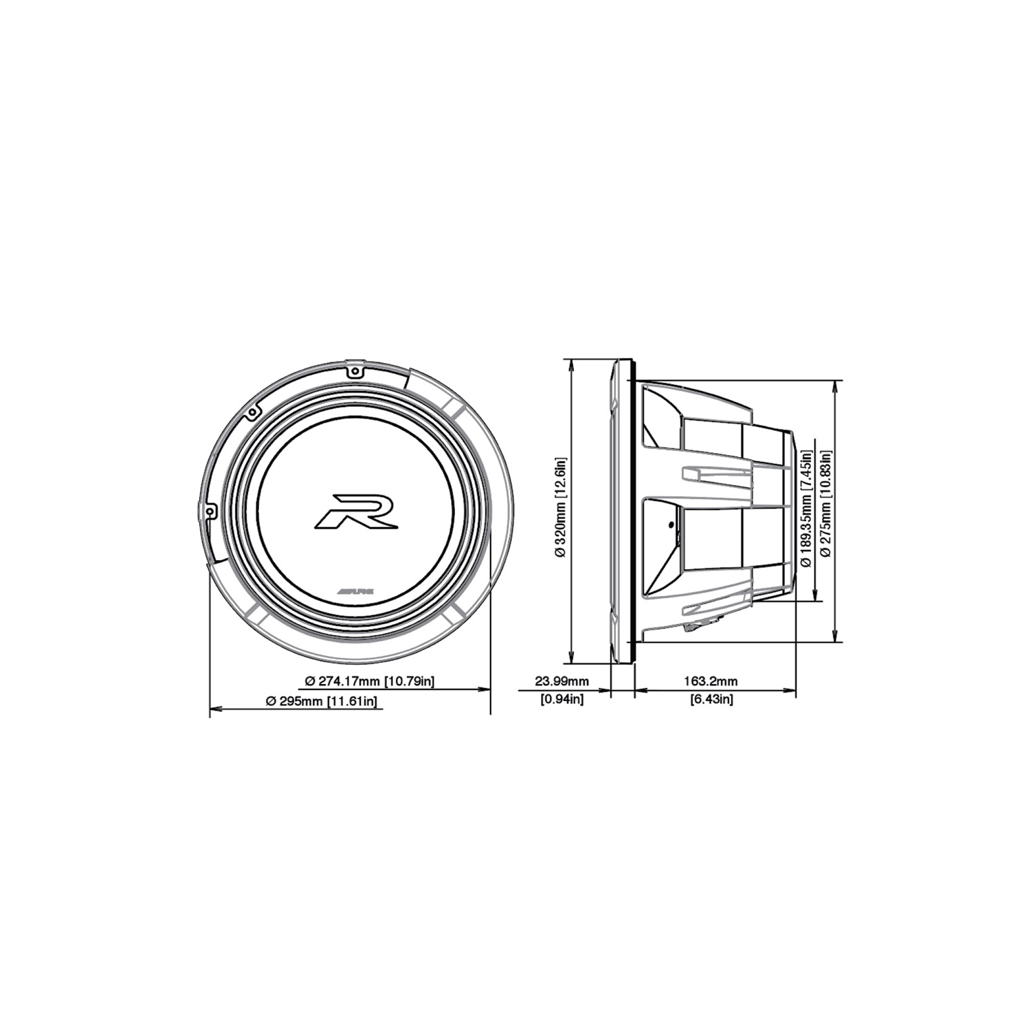 Caisson de basses Alpine R2-W12D2 R Series 12" avec double bobine mobile de 2 ohms