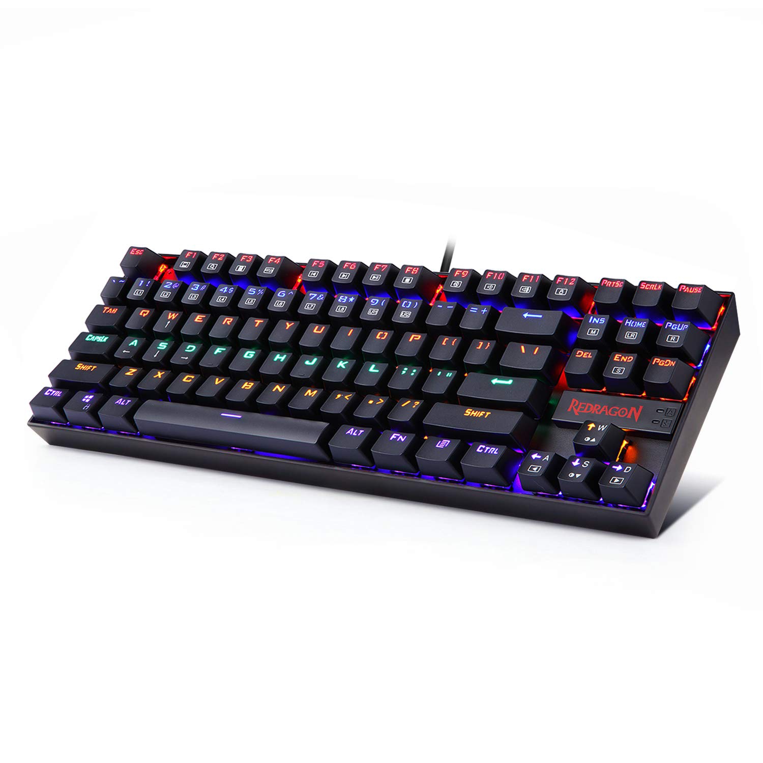 Redragon K552 Mechanical Gaming Keyboard RGB LED Rainbow Backlit Wired Keyboard with Red Switches for Windows Gaming PC (87
