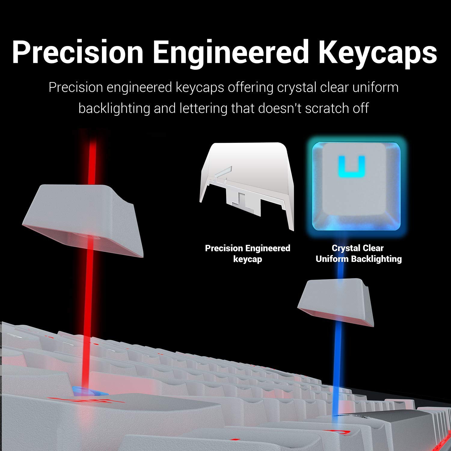 Redragon K552 Mechanical Gaming Keyboard RGB LED Backlit Wired with Anti-Dust Proof Switches for Windows PC (White, 87 Key B