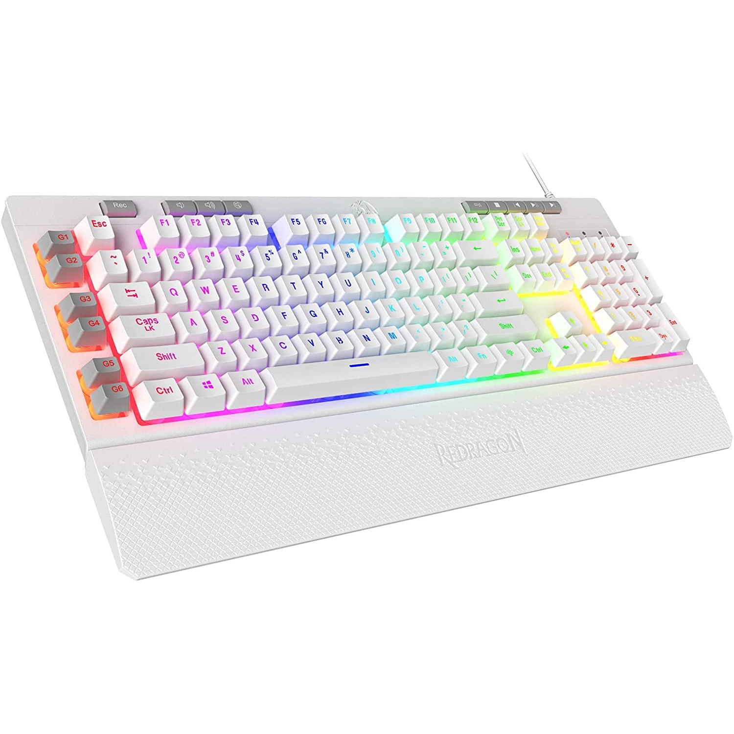 Redragon K512 Shiva RGB Backlit Membrane Gaming Keyboard with Multimedia Keys, Linear Mechanical-Feel Switch, 6 Extra On-Boa