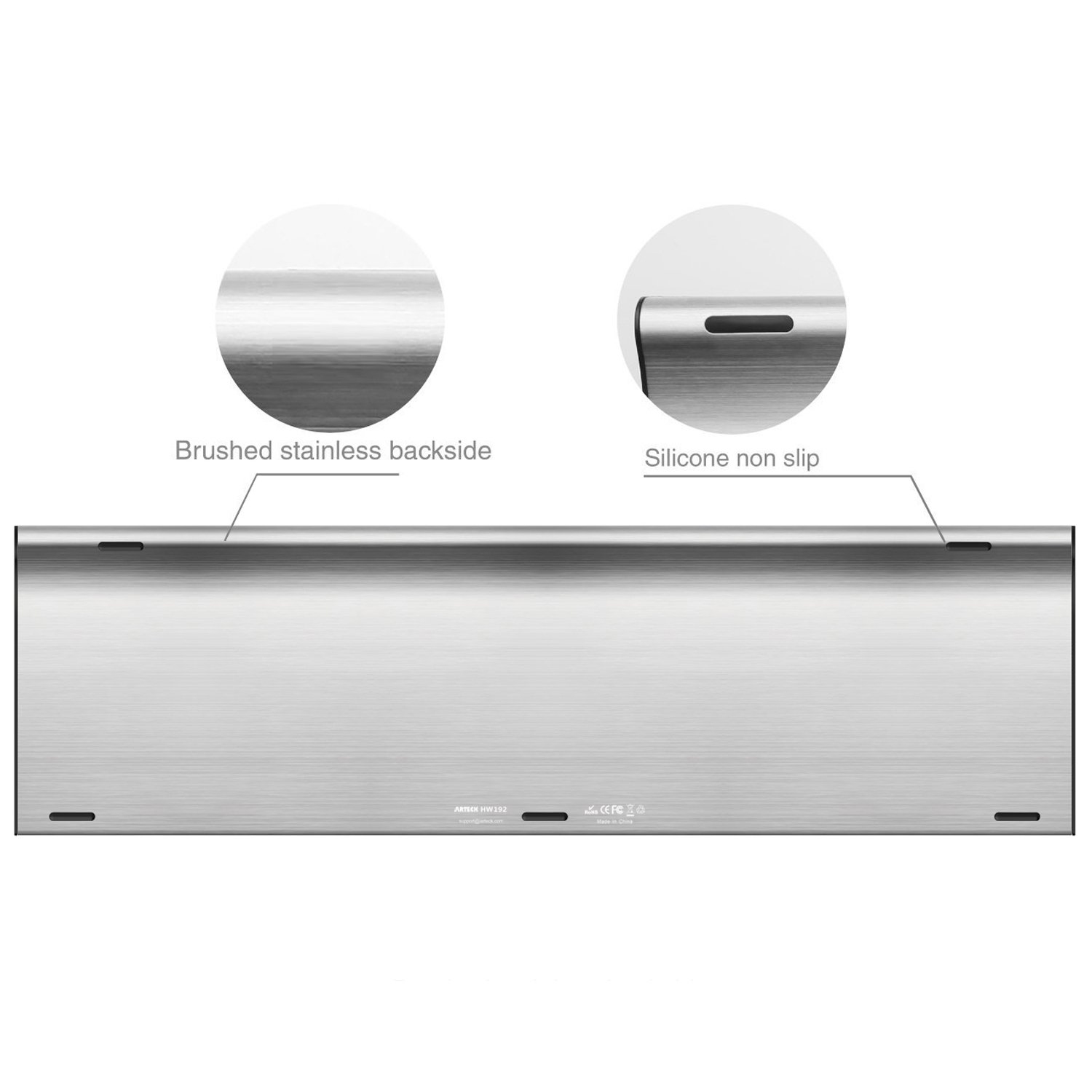 Clavier sans fil inox ultramince à clavier pleine grandeur de 2,4 GHz d’Arteck avec pavé numérique pour ordinateur/bureau/PC/Tour