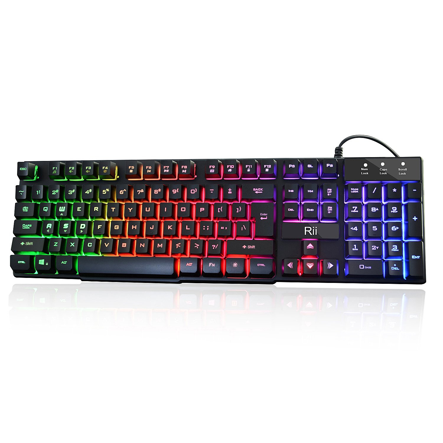 Rii RGB Wired Gaming Keyboard,Rainbow Mixed Backlit Keyboard for PC,Laptop, Gaming,Home Office