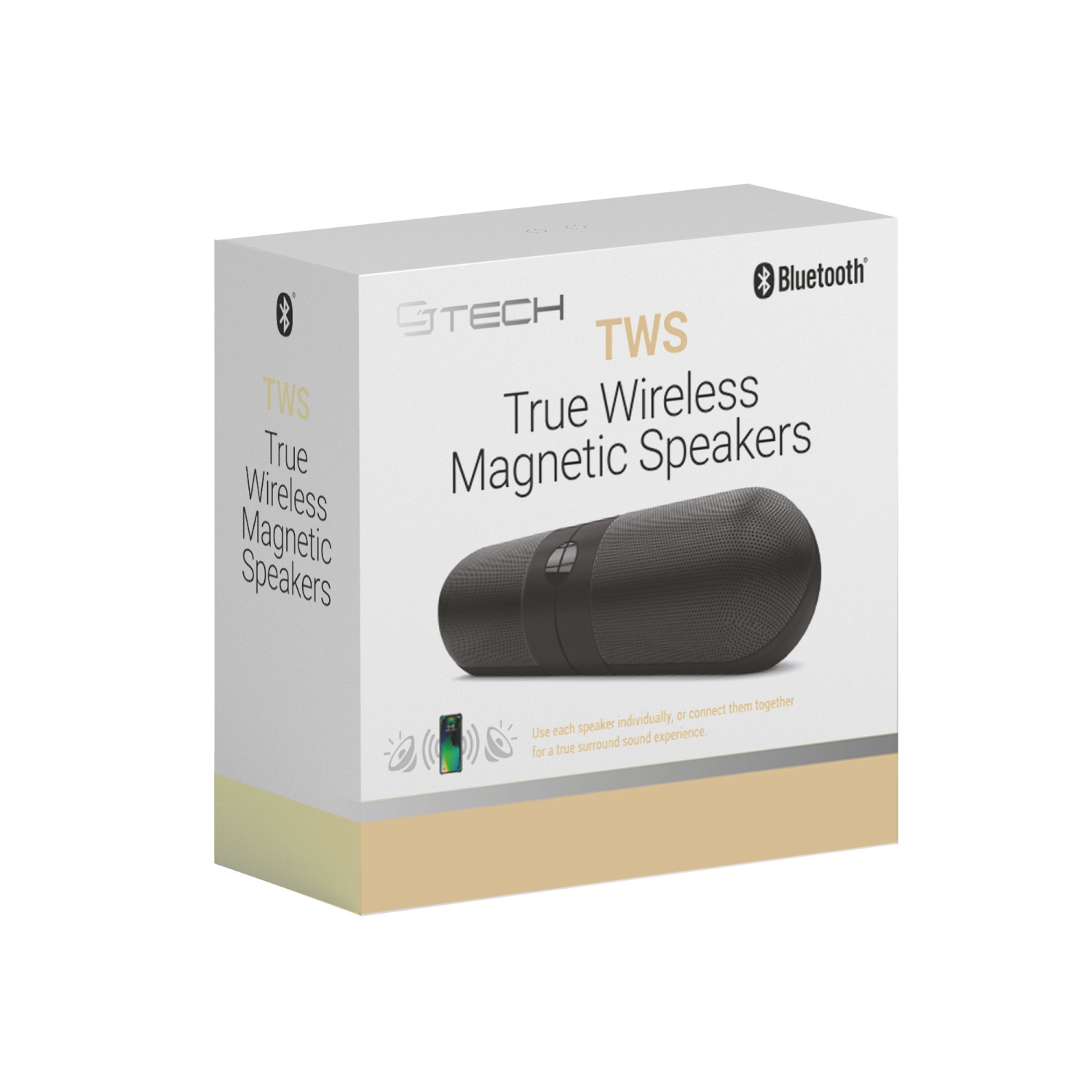 CJ Tech TWS True Wireless 3-Watt Magnetic Bluetooth Speakers - Black